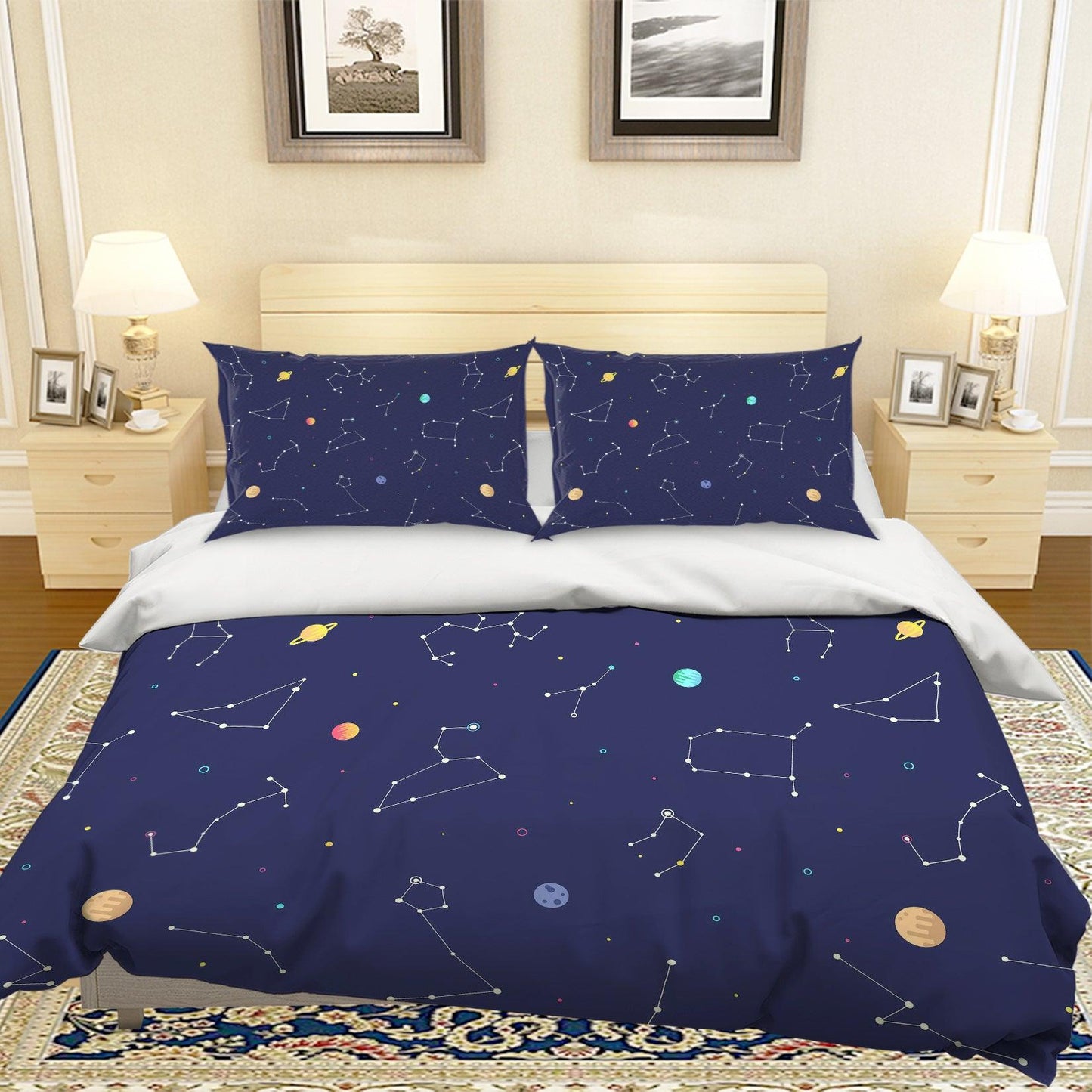 3D Blue Space Constellation Quilt Cover Set Bedding Set Pillowcases 128