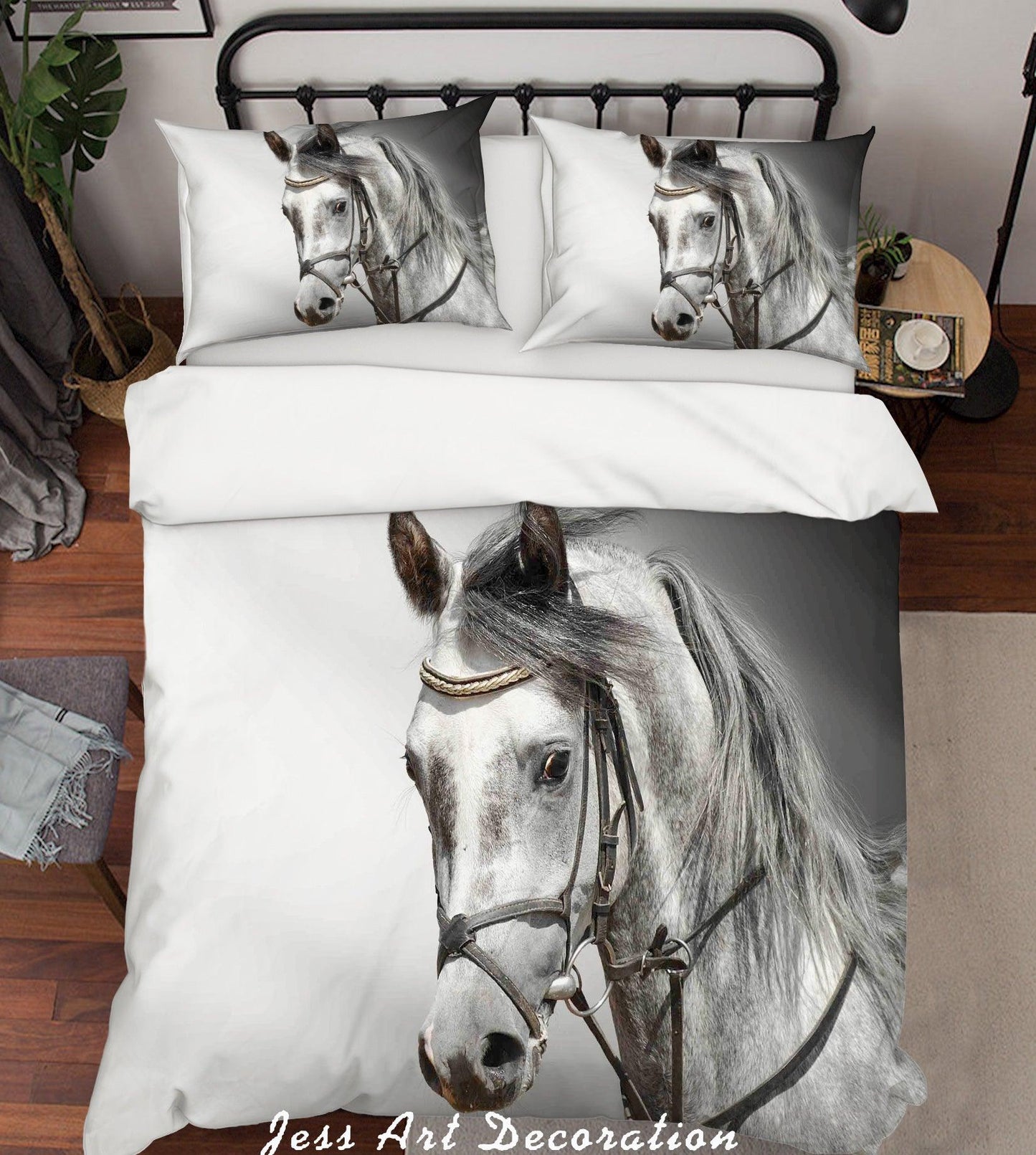 3D Black White Horse Quilt Cover Set Bedding Set Pillowcases  92