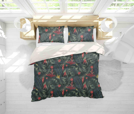 3D Black Flower Leaves Quilt Cover Set Bedding Set Pillowcases 66