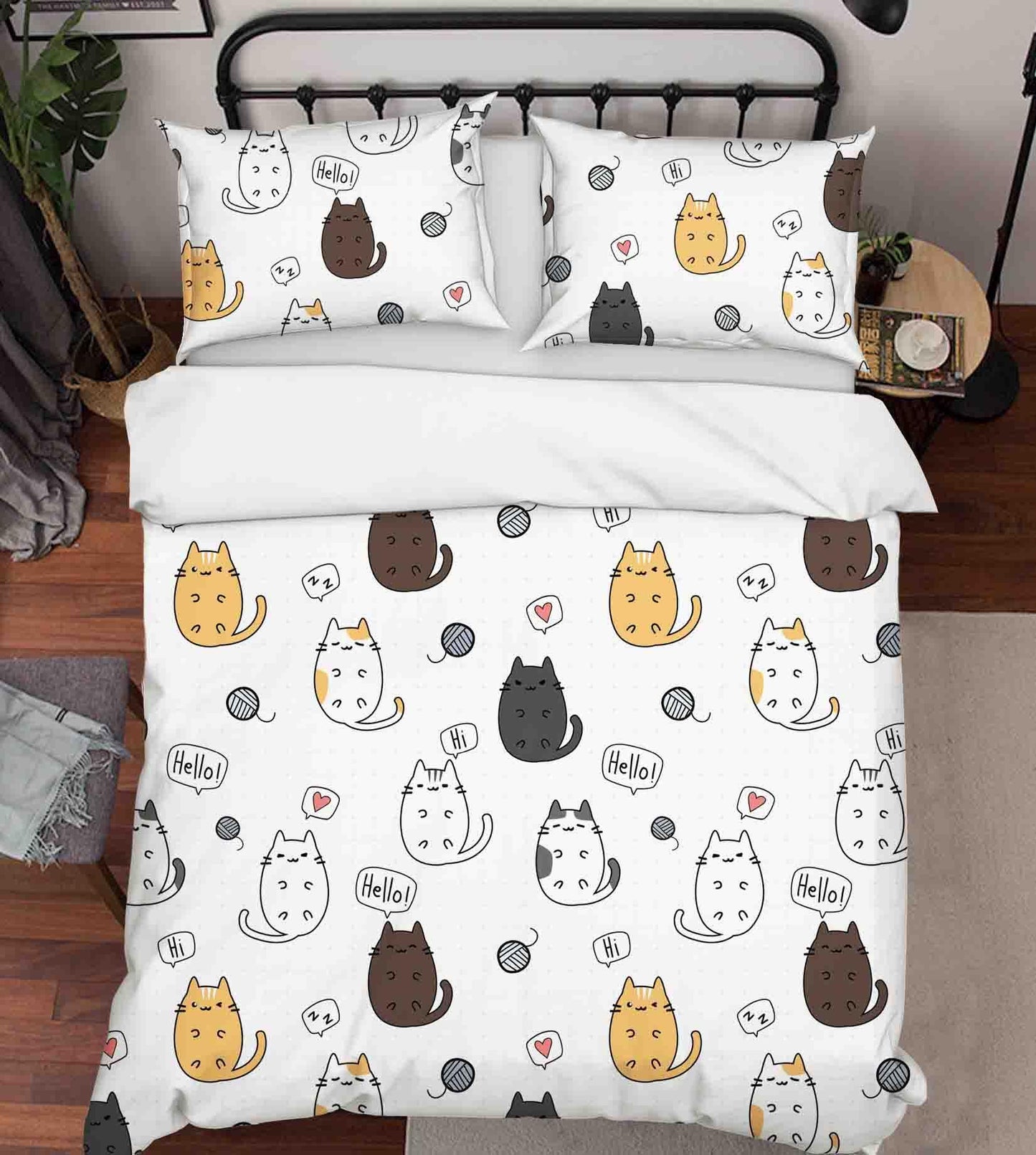 3D Cartoon Animal Cat  Quilt Cover Set Bedding Set Duvet Cover Pillowcases 2