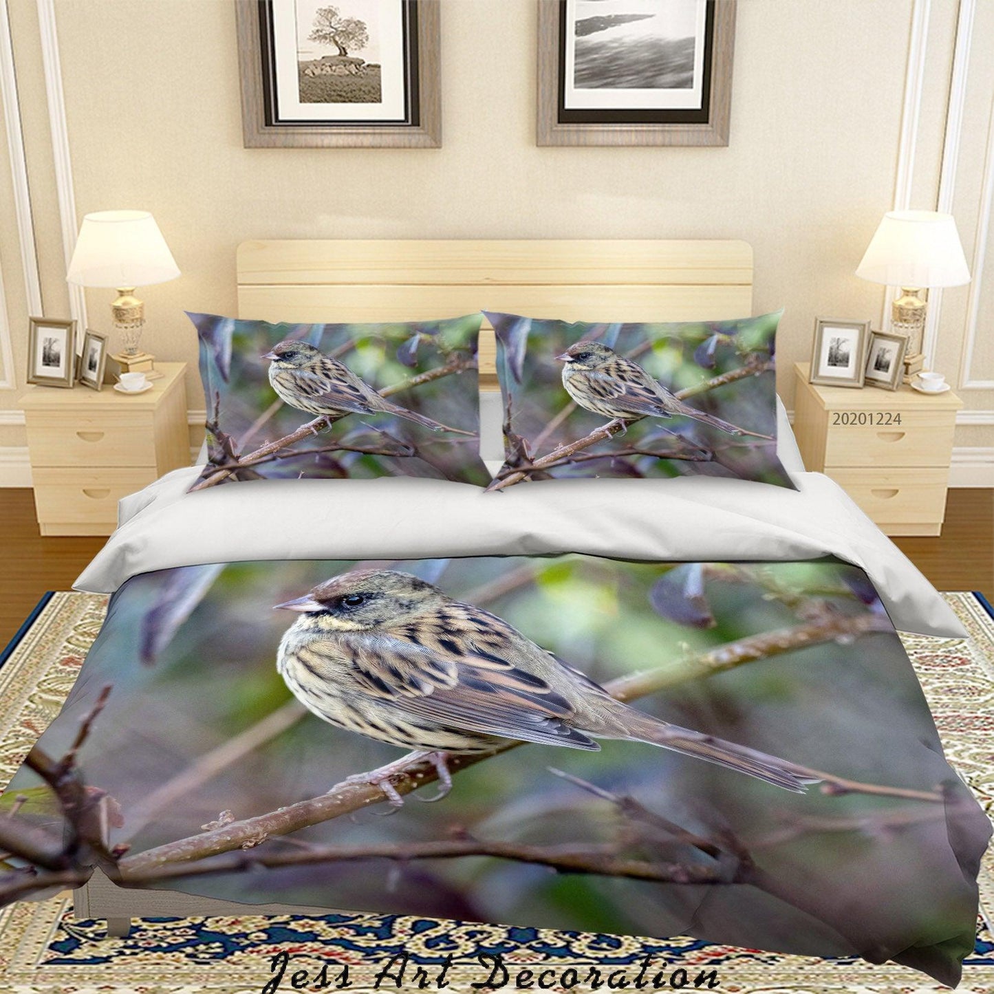 3D Animal Branch Sparrow Quilt Cover Set Bedding Set Duvet Cover Pillowcases 12 LQH