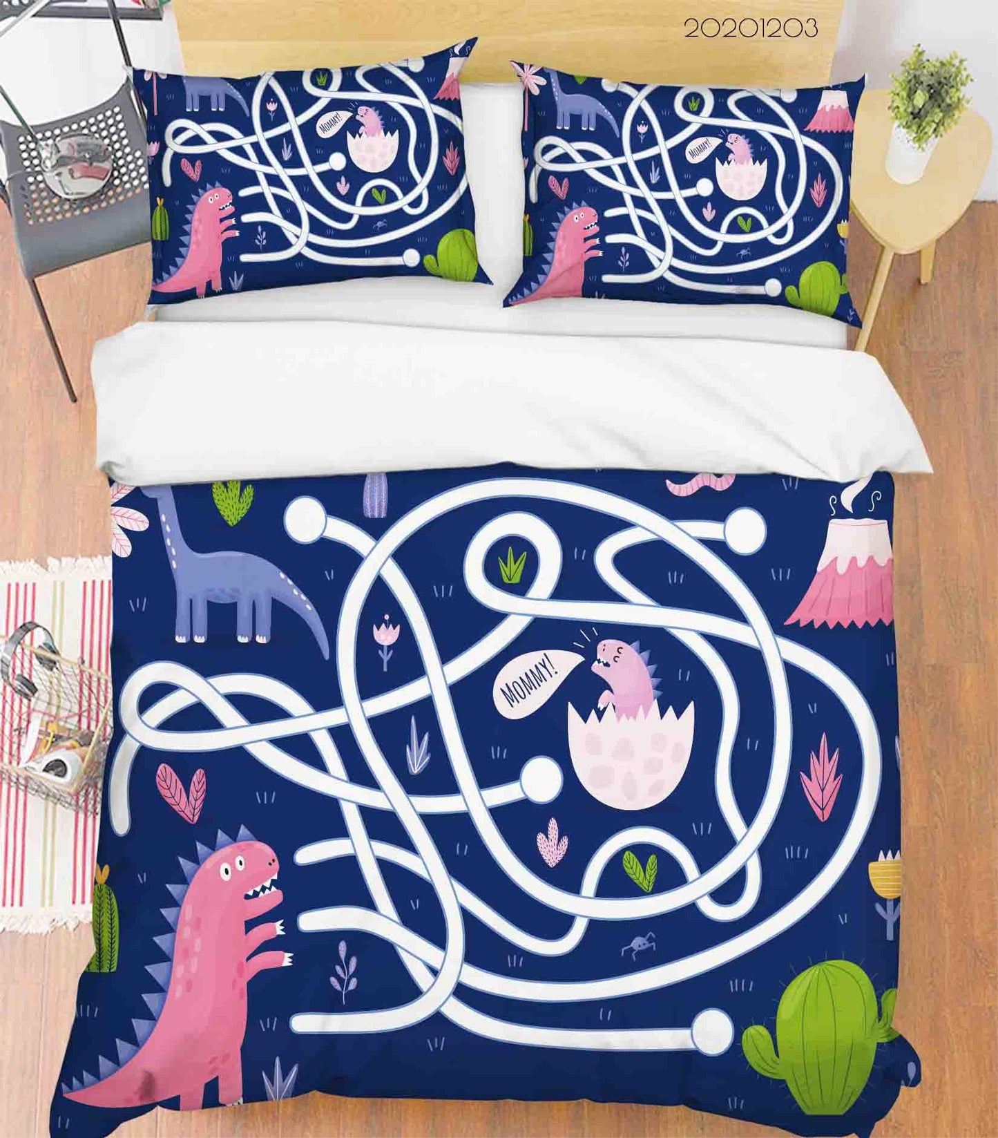 3D Abstract Cartoon Colorful Dinosaur Animal Plant Quilt Cover Set Bedding Set Duvet Cover Pillowcases LXL