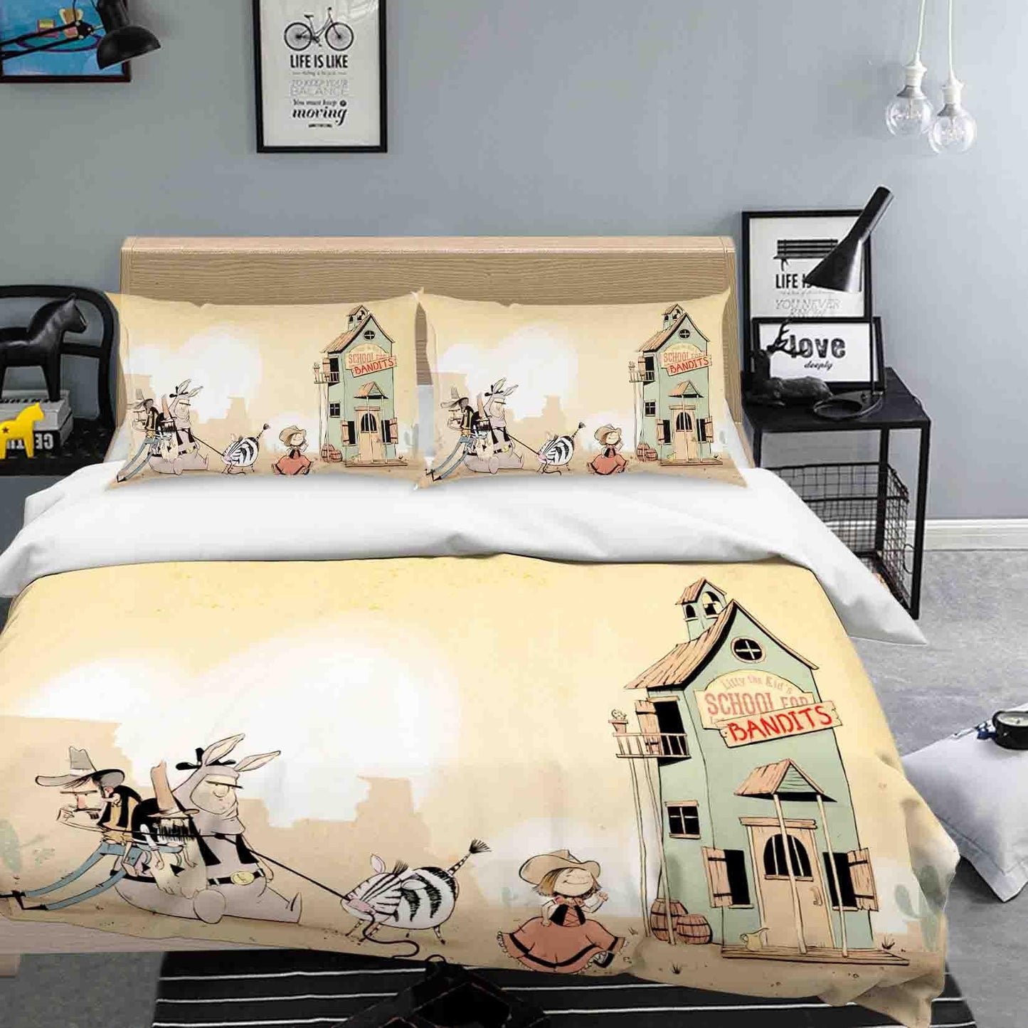 3D Cartoon Animal Girl Building Quilt Cover Set Bedding Set Duvet Cover Pillowcases SF039