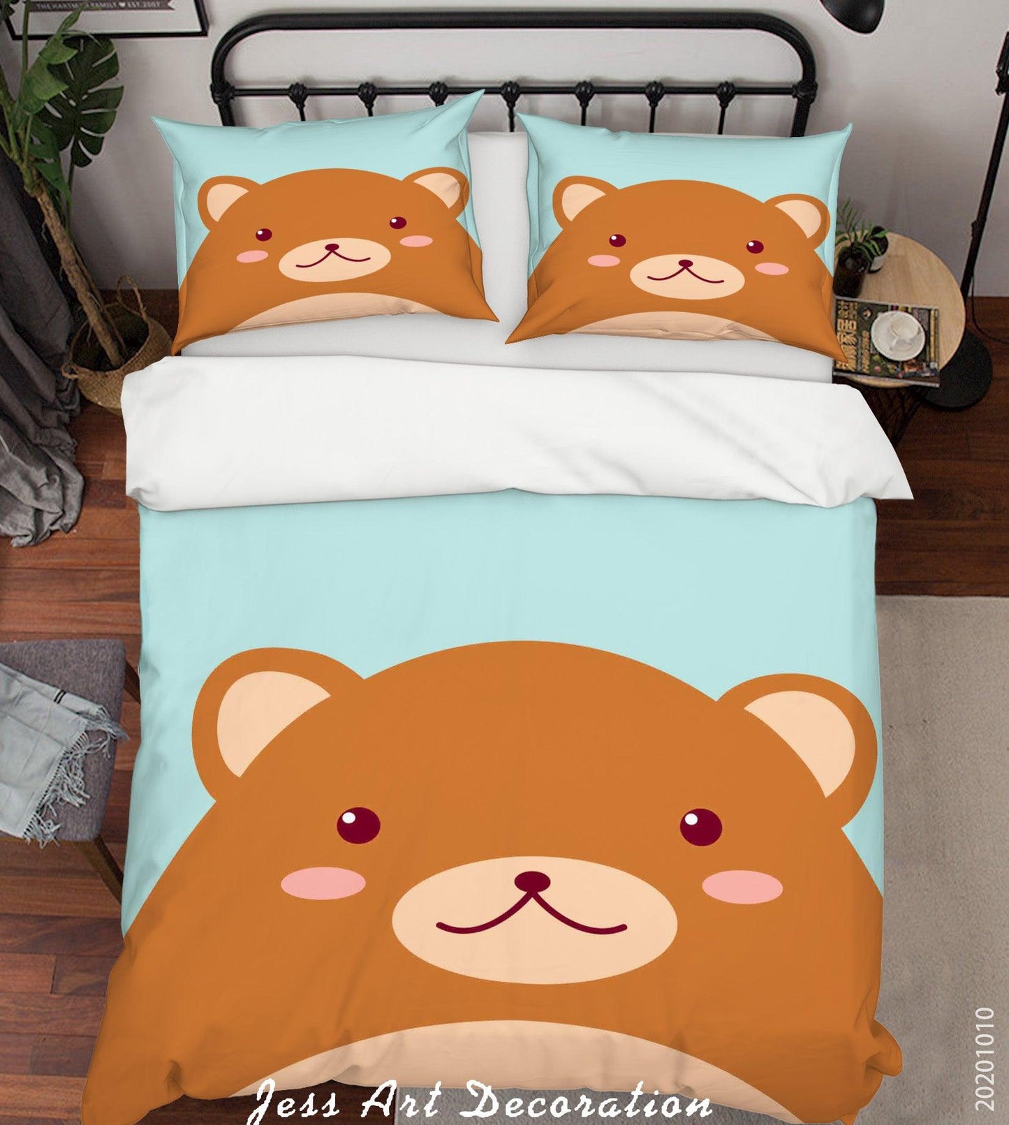 3D Cartoon Cute Animal Bear Quilt Cover Set Bedding Set Duvet Cover Pillowcases WJ 9515