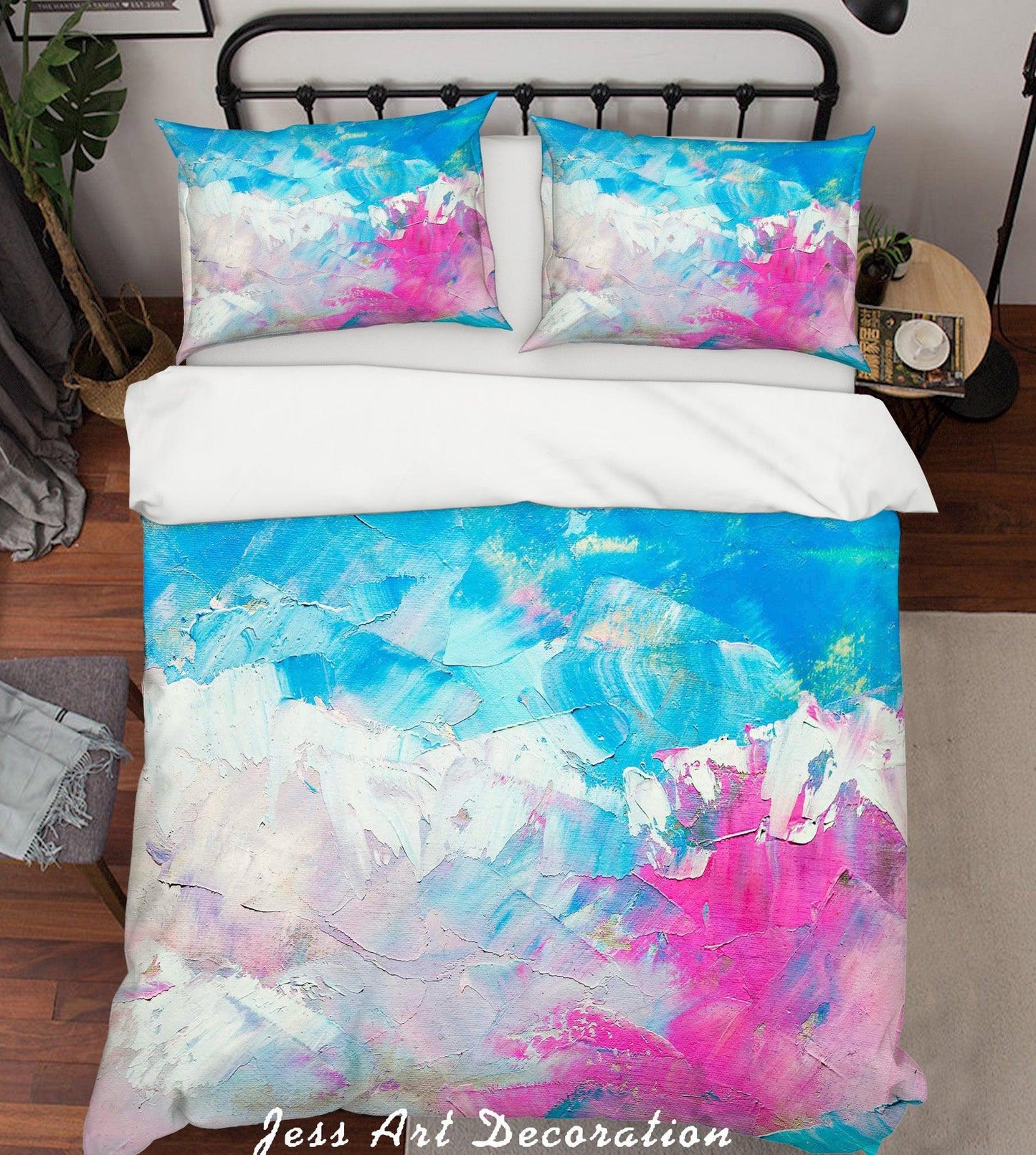 3D Abstract Pink Blue Oil Painting Quilt Cover Set Bedding Set Pillowcasesn 47