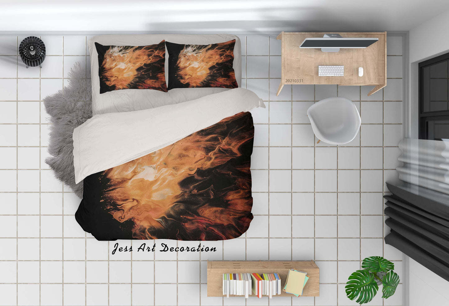 3D Abstract Orange Marble Texture Quilt Cover Set Bedding Set Duvet Cover Pillowcases 269