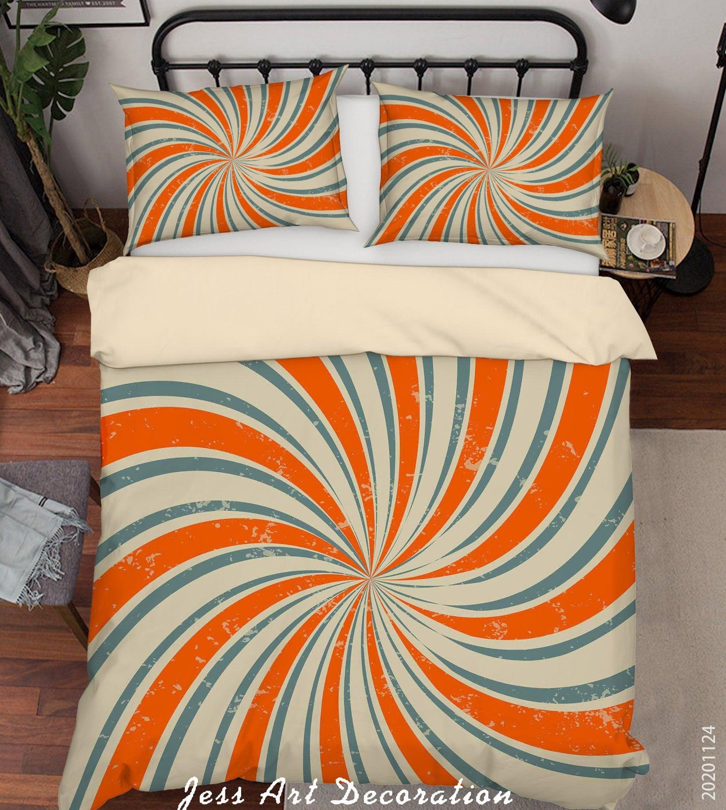 3D Abstract Grunge Retro Spiral Background Quilt Cover Set Bedding Set Duvet Cover Pillowcases LXL