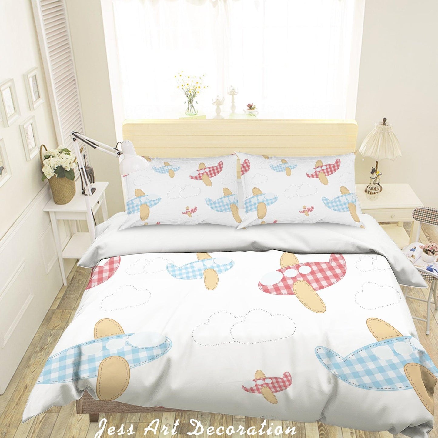 3D Cartoon Aircraft Quilt Cover Set Bedding Set Pillowcases 85