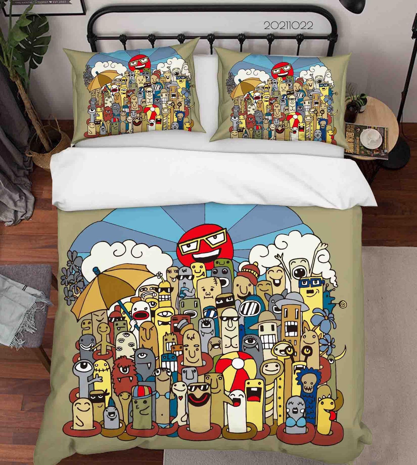 3D Abstract Color Monster Graffiti Quilt Cover Set Bedding Set Duvet Cover Pillowcases 8