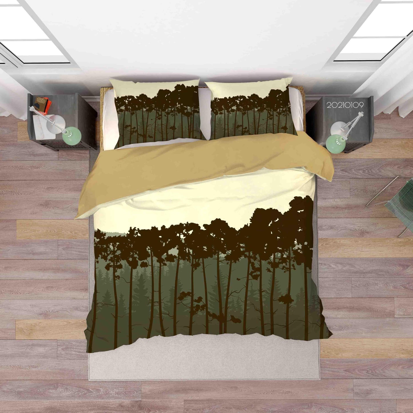 3D Cartoon Green Forest Quilt Cover Set Bedding Set Duvet Cover Pillowcases 38 LQH