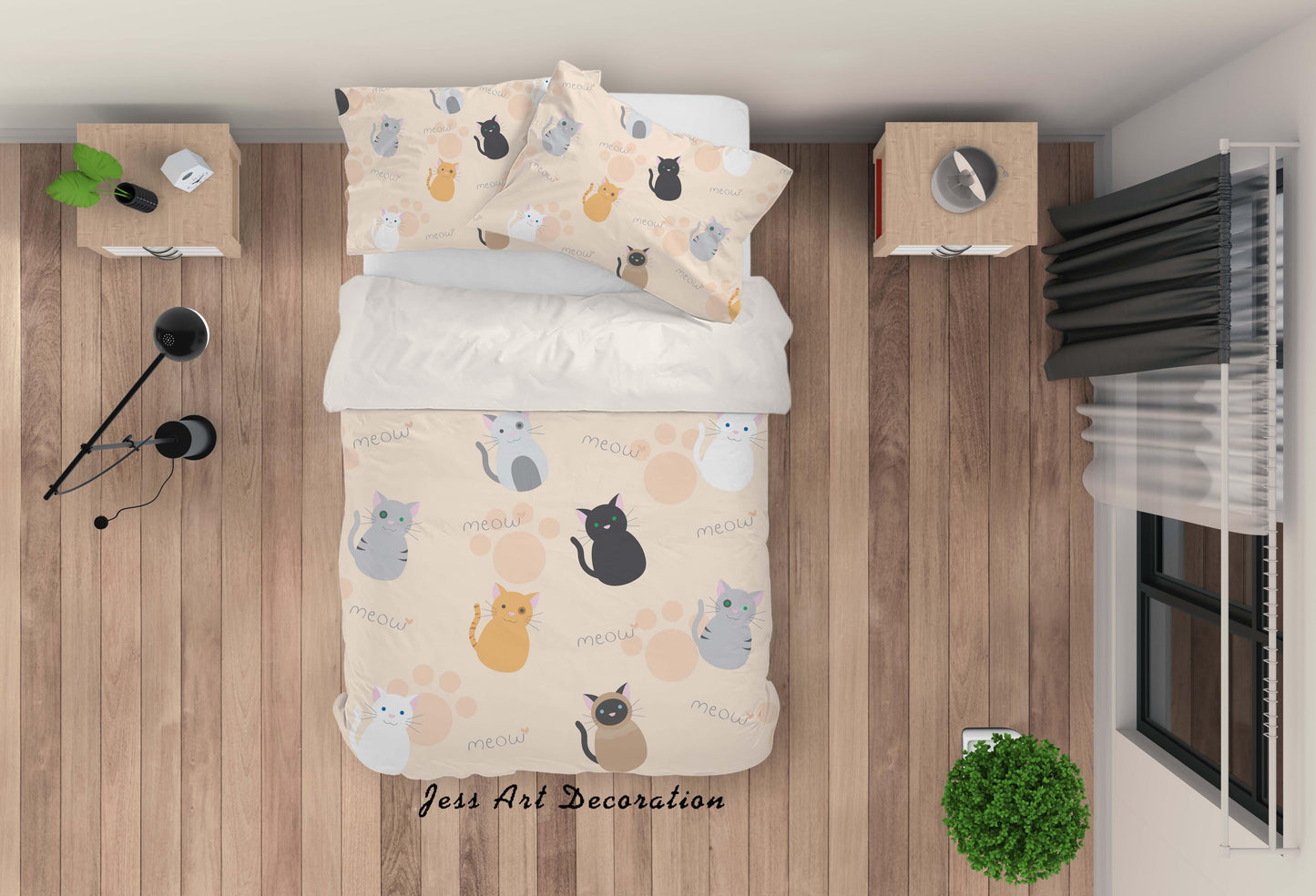 3D Cartoon Cats Quilt Cover Set Bedding Set Pillowcases 20