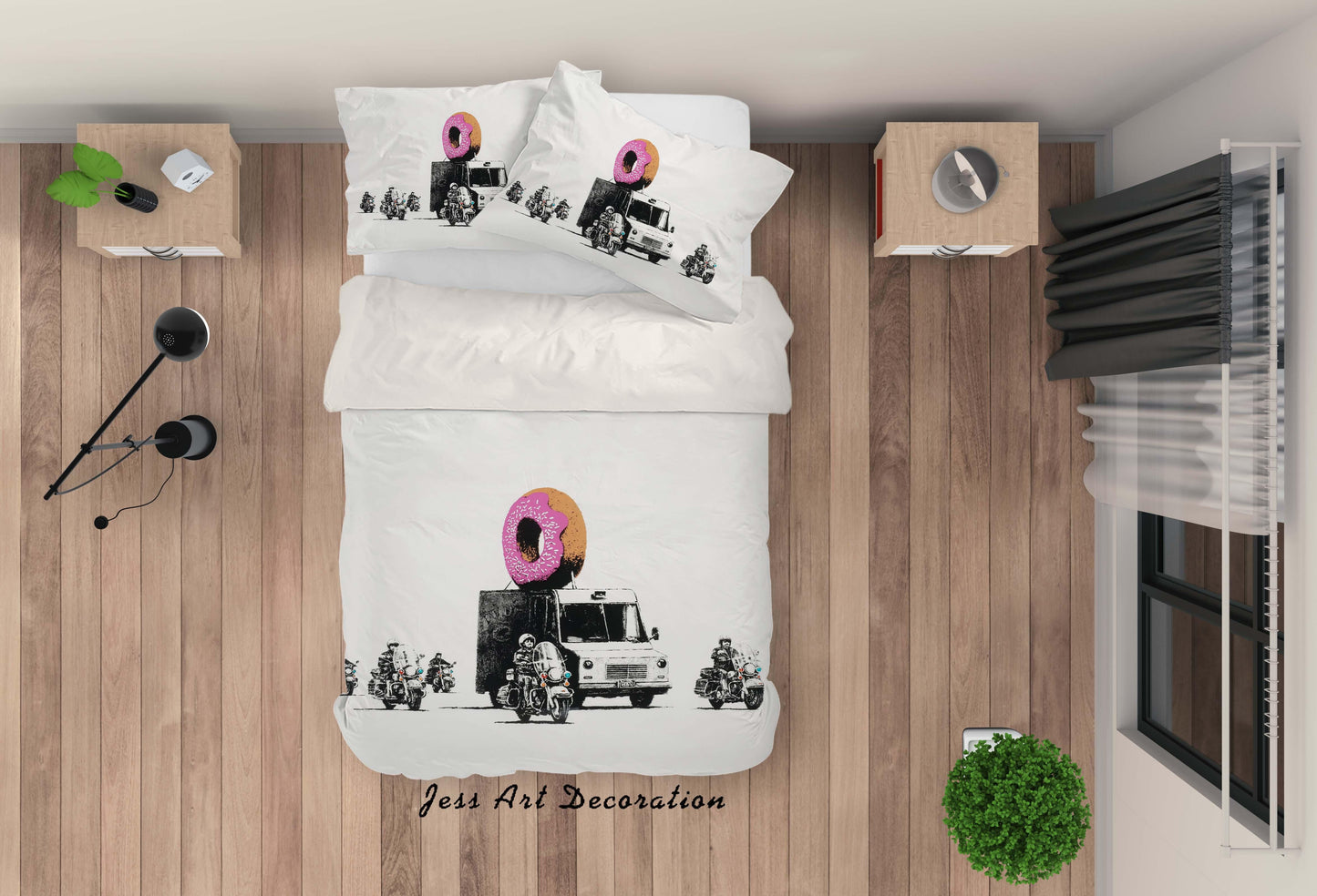 3D Banksy Donuts Strawberry Motorcycle Teams Quilt Cover Set Bedding Set Duvet Cover Pillowcases  ZY D79