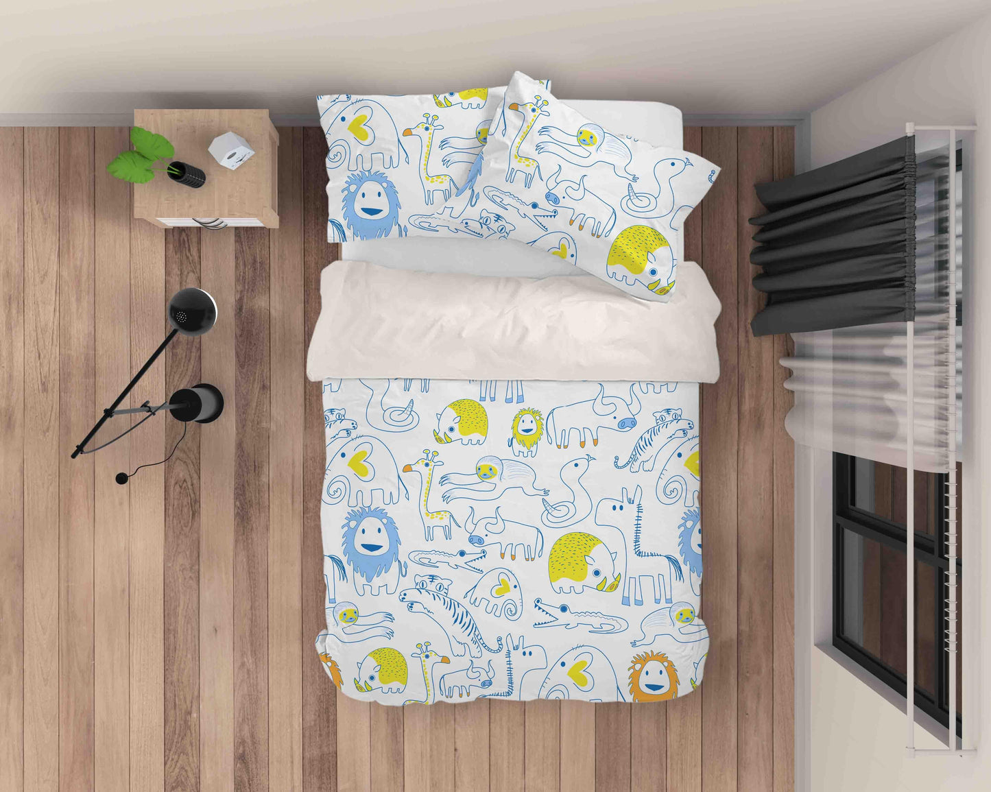 3D Cartoon Colorful Lion Animal Quilt Cover Set Bedding Set Duvet Cover Pillowcases LXL