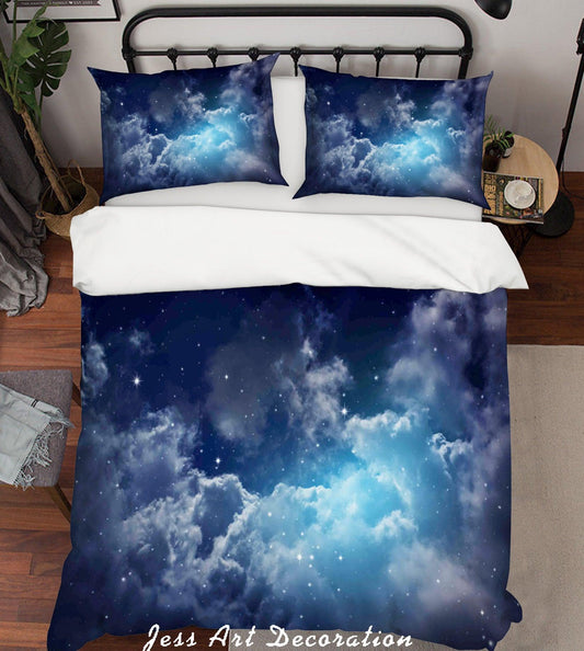 3D Blue Starry Sky Nebula Universe Quilt Cover Set Bedding Set Pillowcases SF06