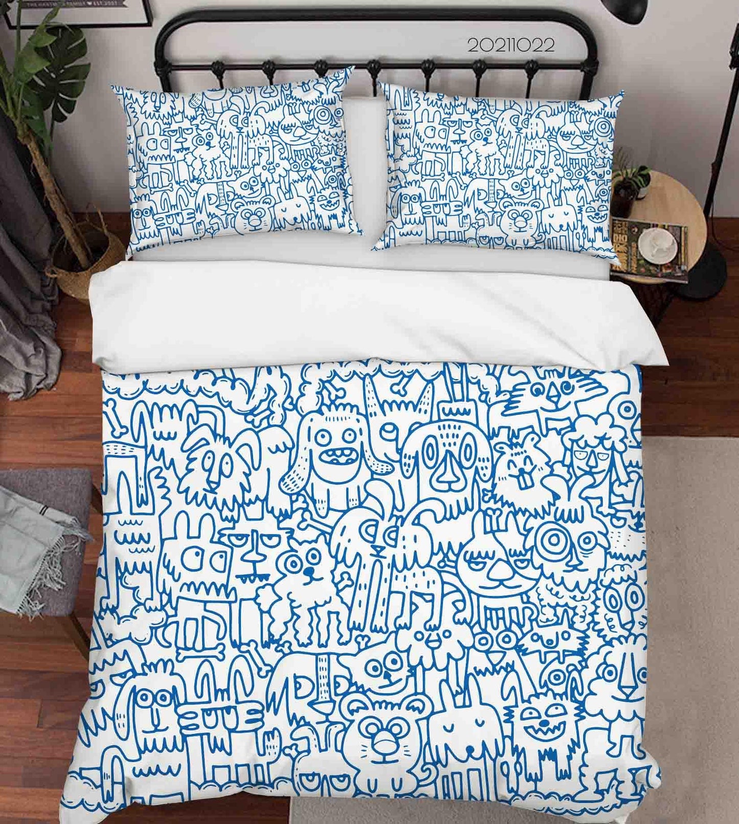3D Cartoon Animal Doodle Quilt Cover Set Bedding Set Duvet Cover Pillowcases 38