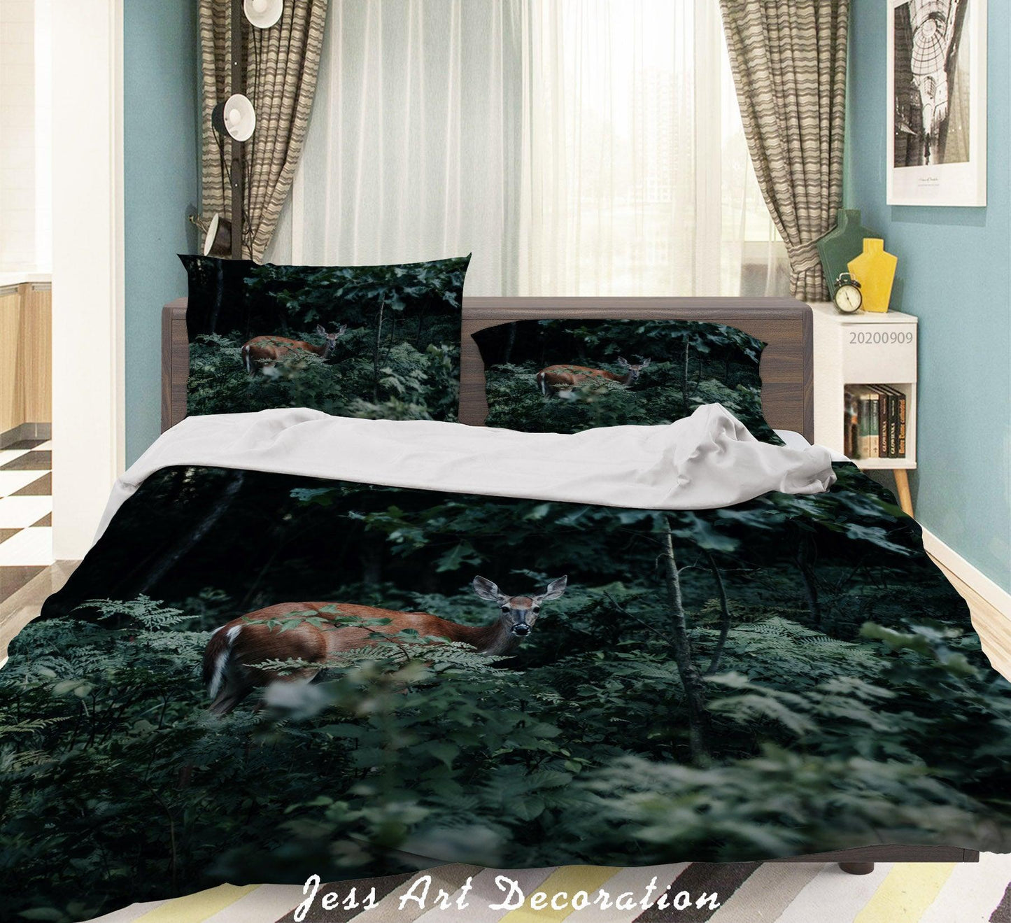 3D Animal Deer Forest Quilt Cover Set Bedding Set Duvet Cover Pillowcases WJ 6016