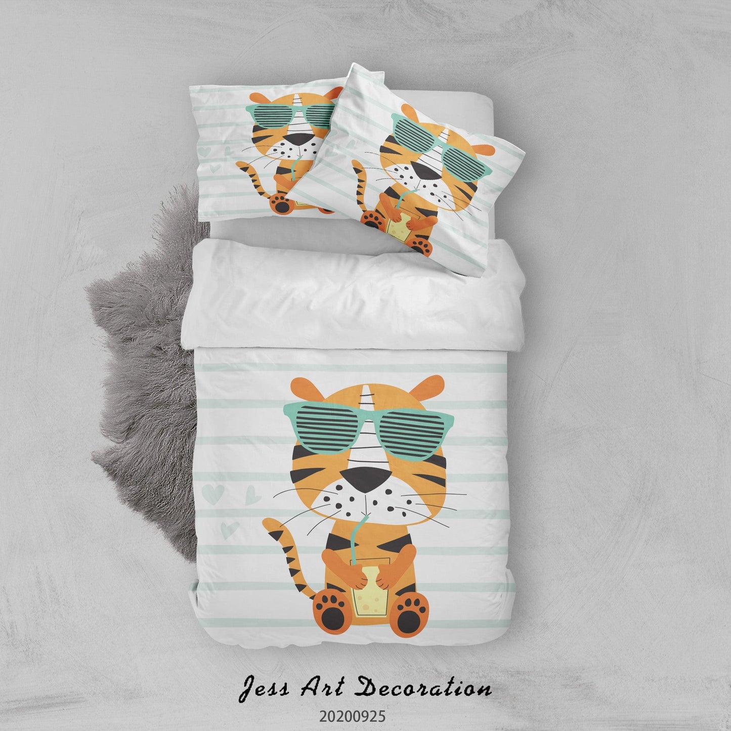 3D Cartoon Animal Tiger Pattern Quilt Cover Set Bedding Set Duvet Cover Pillowcases WJ 6488