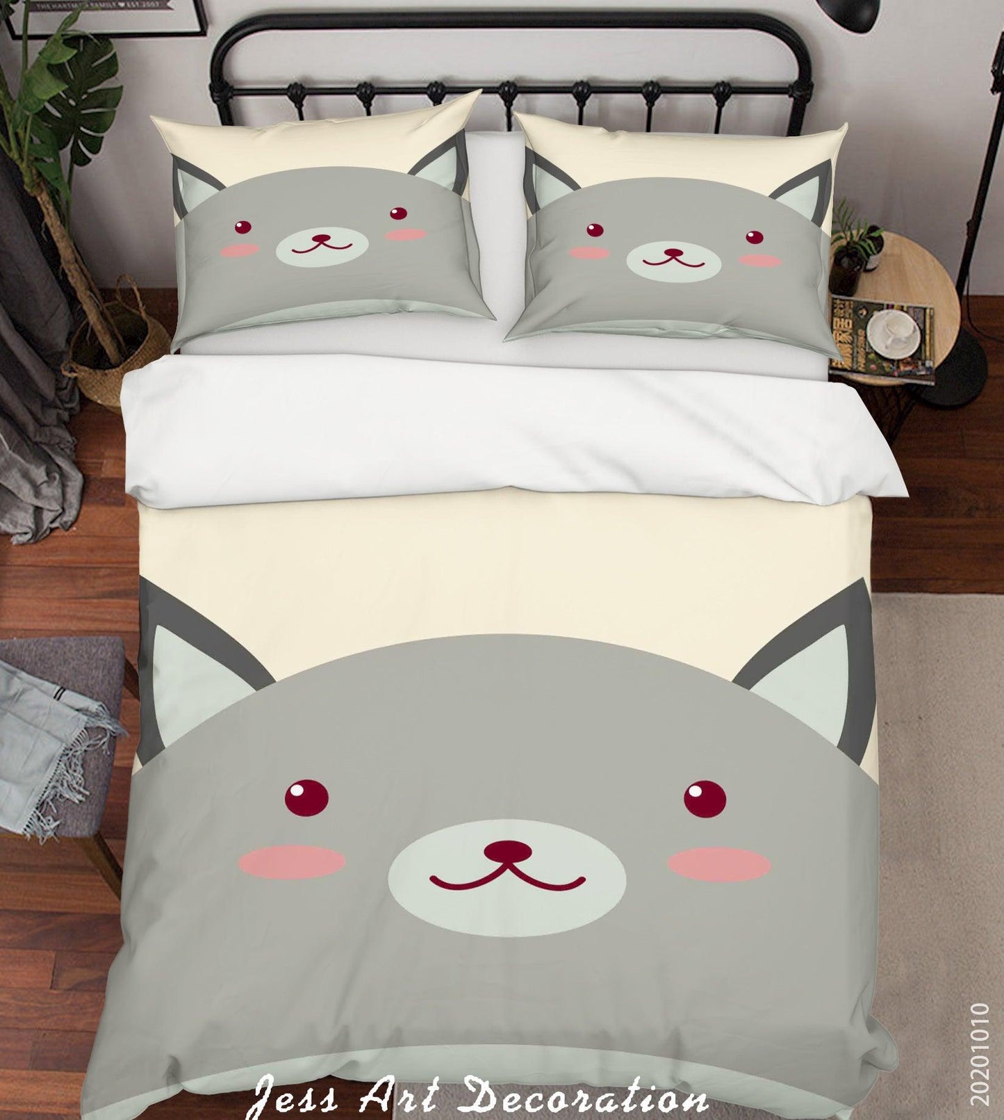 3D Cartoon Cute Animal Dog Quilt Cover Set Bedding Set Duvet Cover Pillowcases WJ 9550