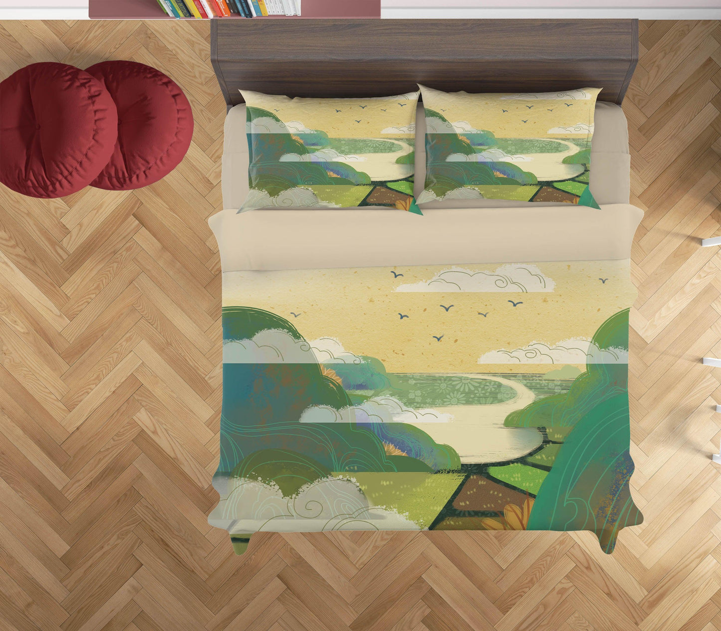 3D Cartoon Mountain Green Quilt Cover Set Bedding Set Duvet Cover Pillowcases A541 LQH