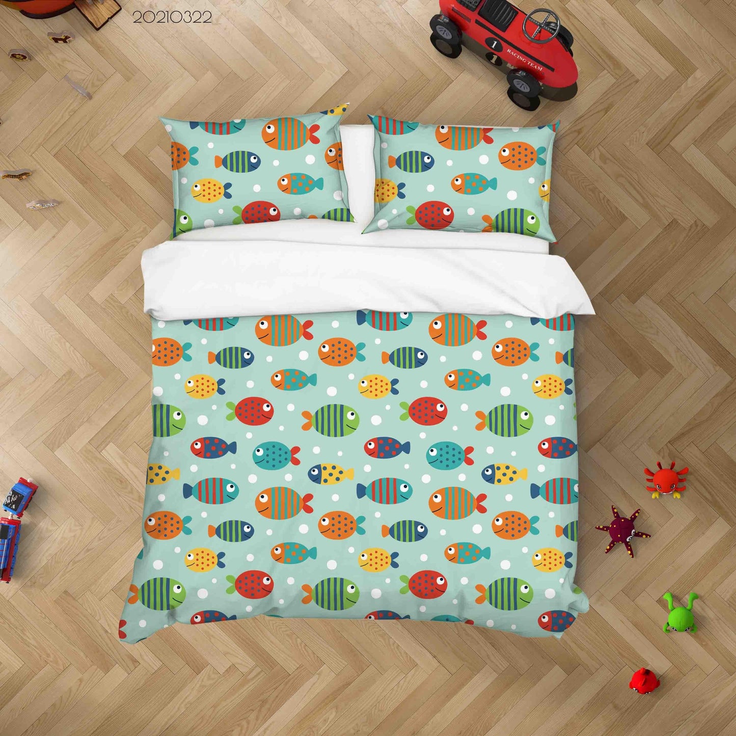 3D Cartoon Colored Fish Sealife Quilt Cover Set Bedding Set Duvet Cover Pillowcases 41 LQH