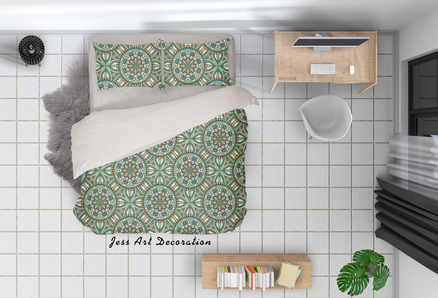 3D Abstract Green Floral Quilt Cover Set Bedding Set Duvet Cover Pillowcases 32