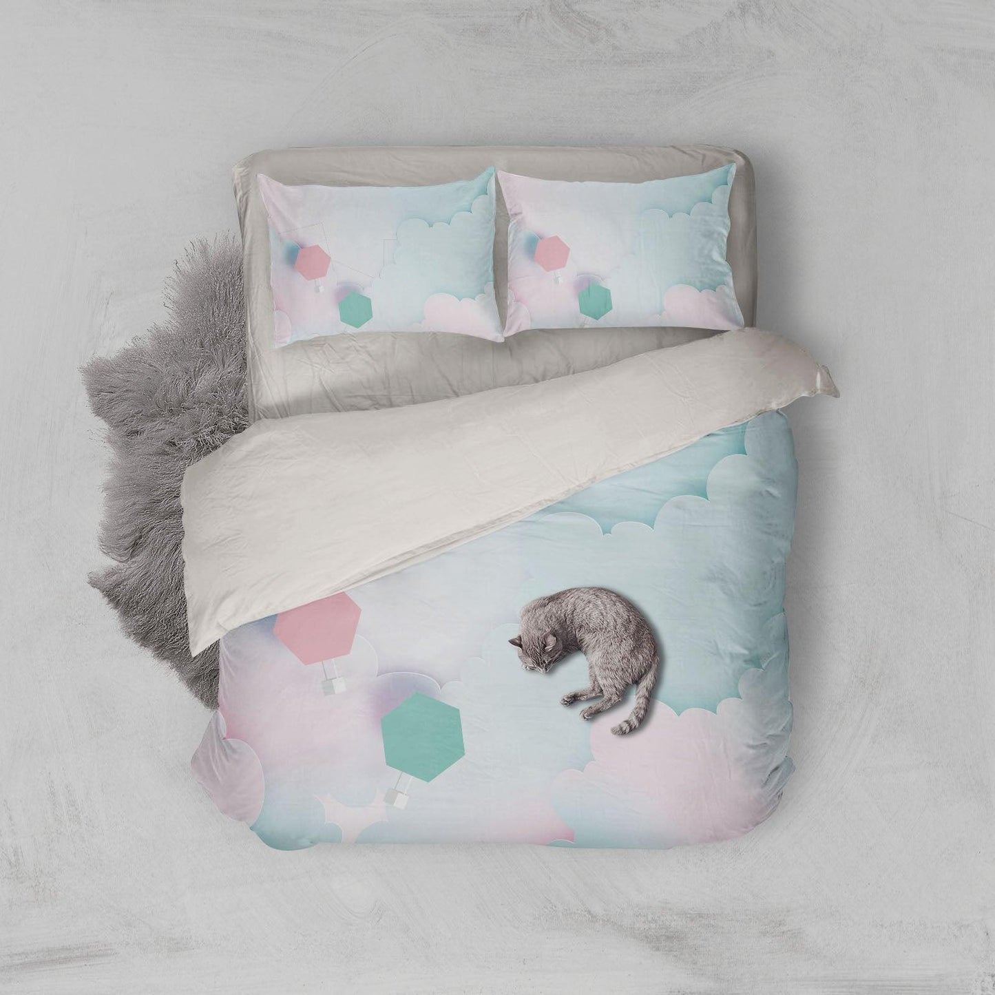 3D Abstract White Clouds Quilt Cover Set Bedding Set Pillowcases 130