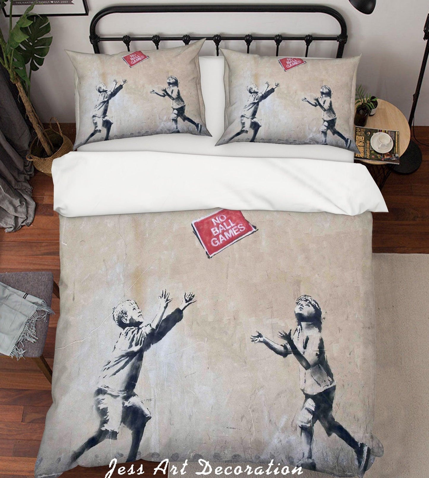 3D Banksy Boy Girl Game No Ball Quilt Cover Set Bedding Set Duvet Cover Pillowcases  ZY D68