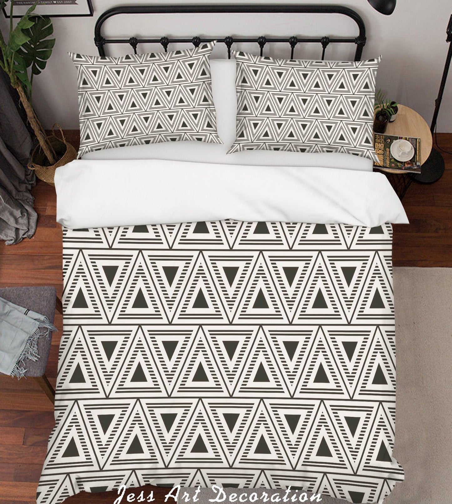 3D Black White Triangle Geometry Quilt Cover Set Bedding Set Pillowcases 288