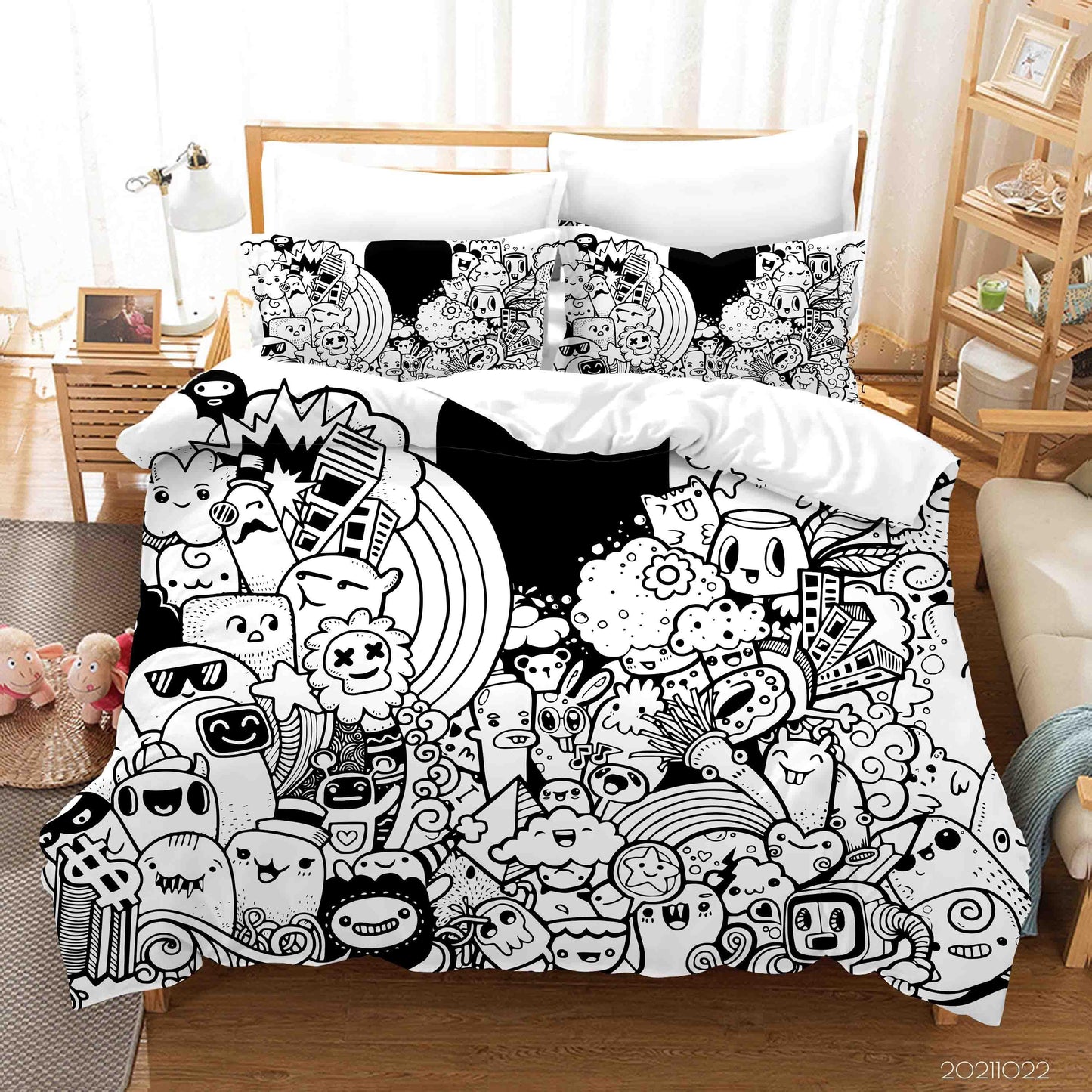 3D Abstract Monster Graffiti Quilt Cover Set Bedding Set Duvet Cover Pillowcases 10