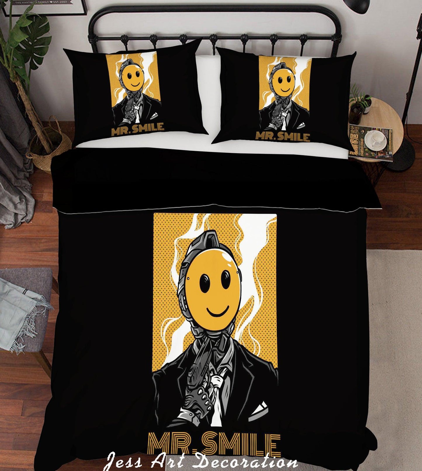 3D Black Man Smile Quilt Cover Set Bedding Set Pillowcases 47