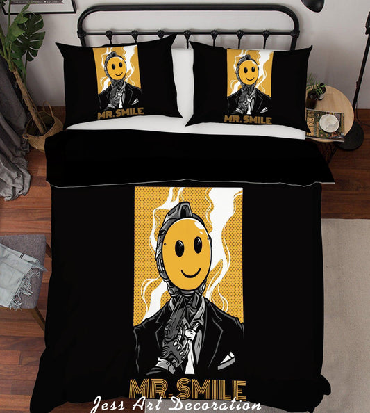 3D Black Man Smile Quilt Cover Set Bedding Set Pillowcases 47