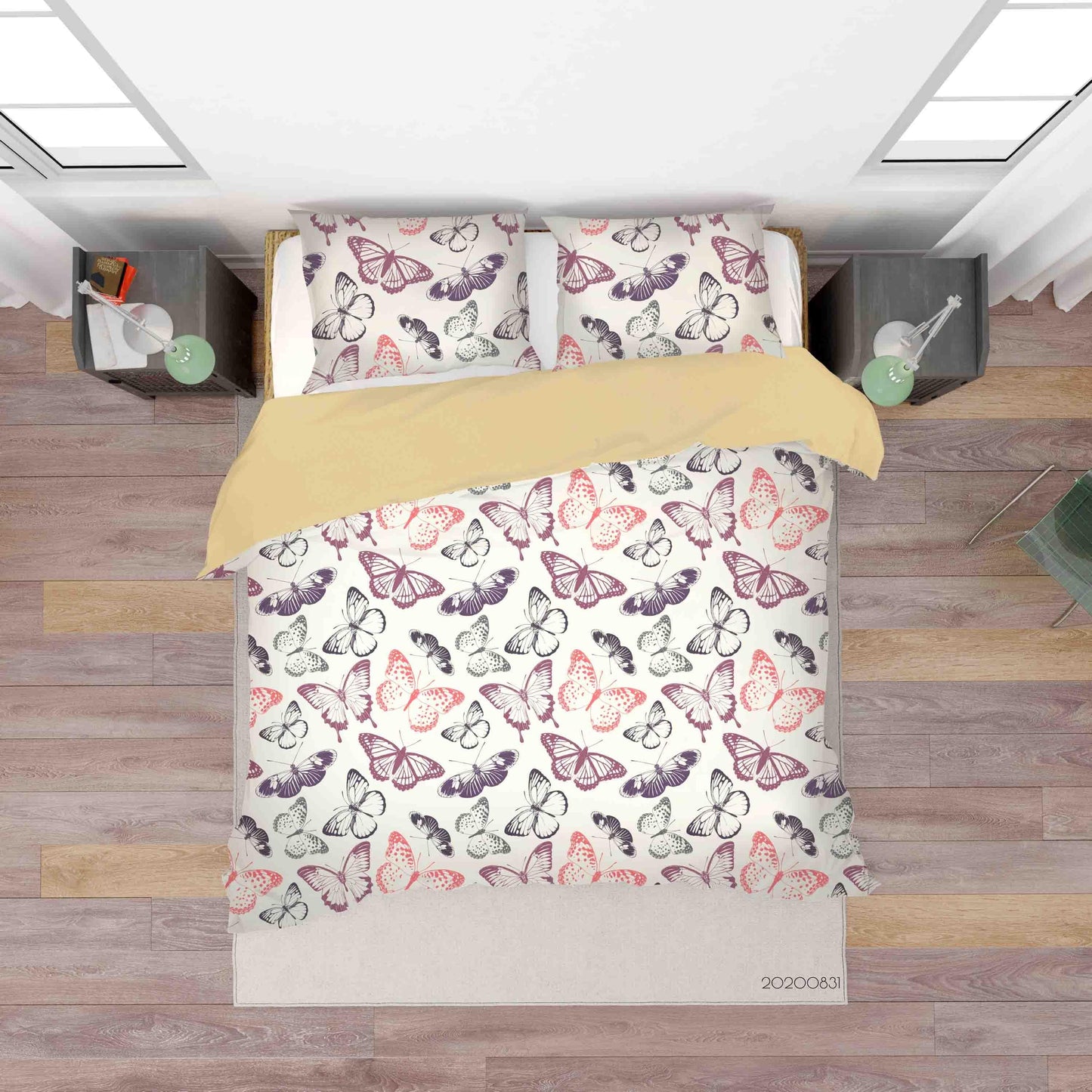 3D Butterflies Pattern Quilt Cover Set Bedding Set Duvet Cover Pillowcases WJ 3407