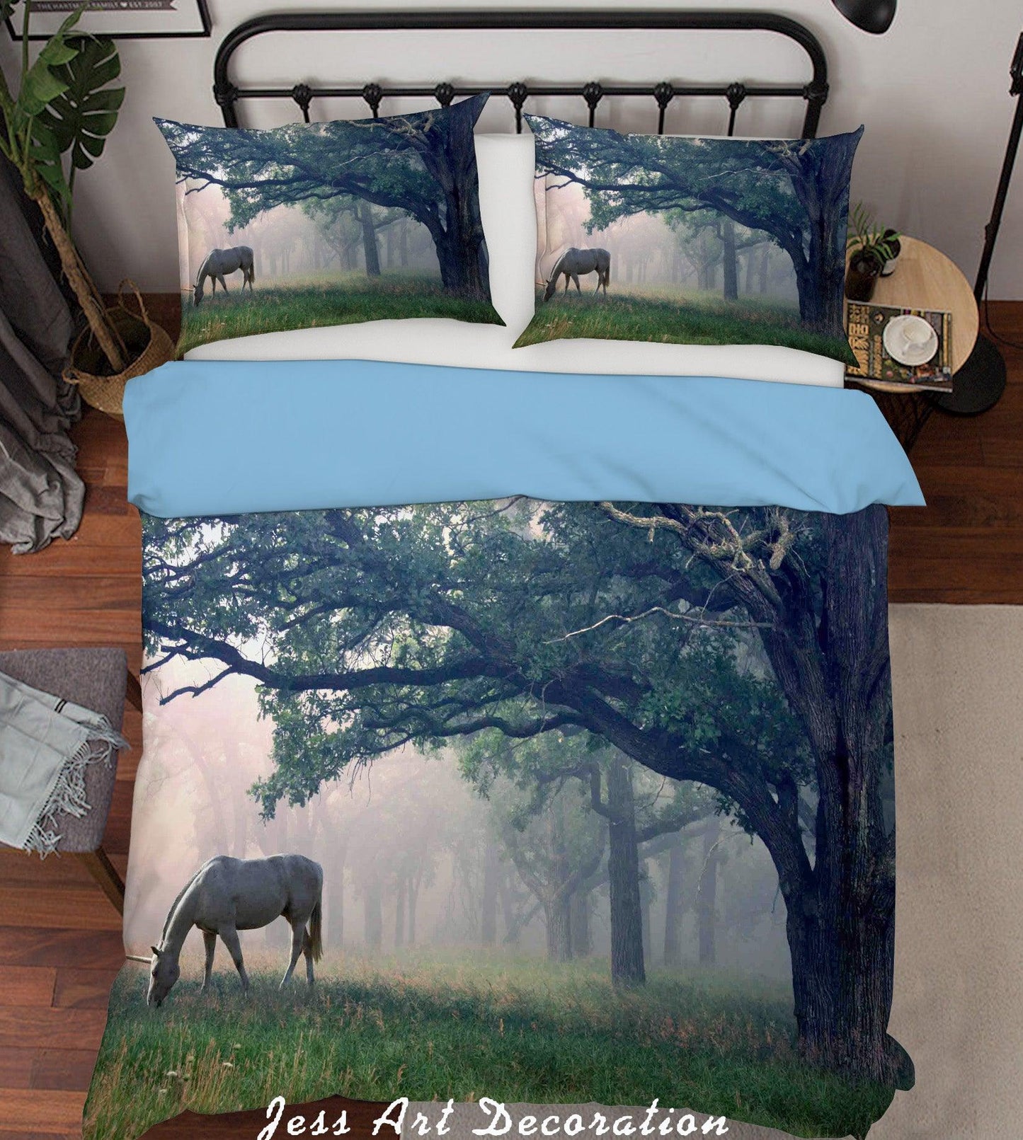 3D  White Horse Forest Quilt Cover Set Bedding Set Pillowcases  101