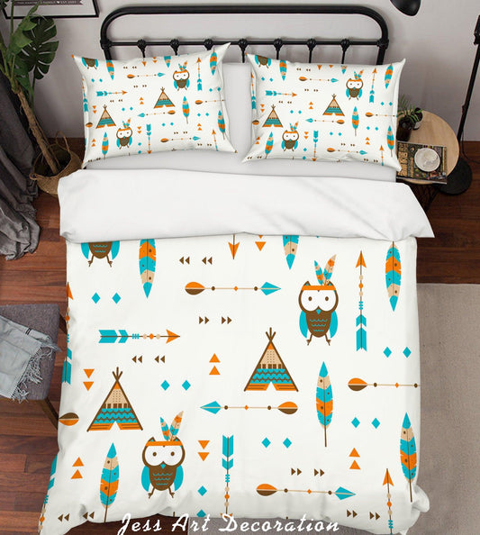 3D Cartoon Owl Feather Quilt Cover Set Bedding Set Pillowcases 20
