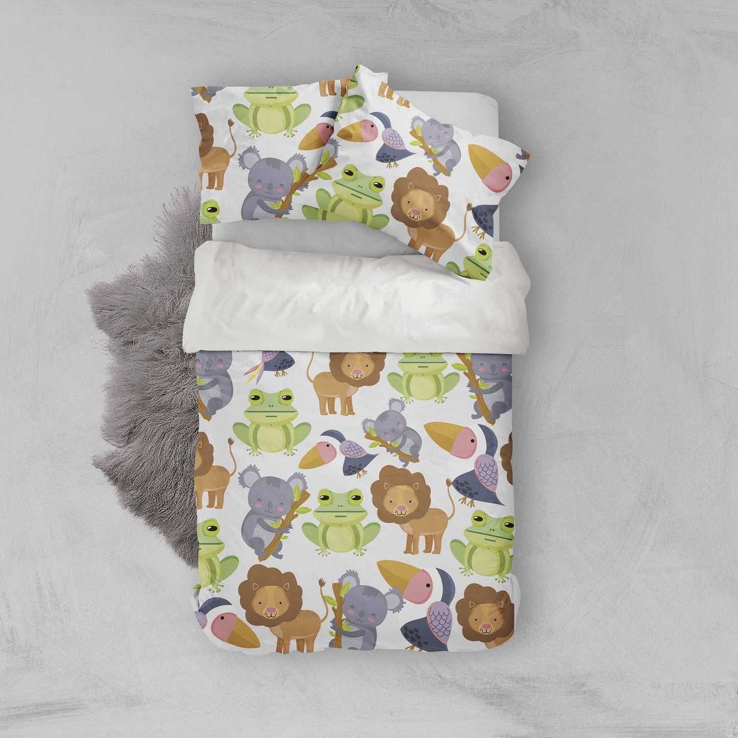3D Cartoon Frog Lion Raccoon Animal Quilt Cover Set Bedding Set Duvet Cover Pillowcases LXL
