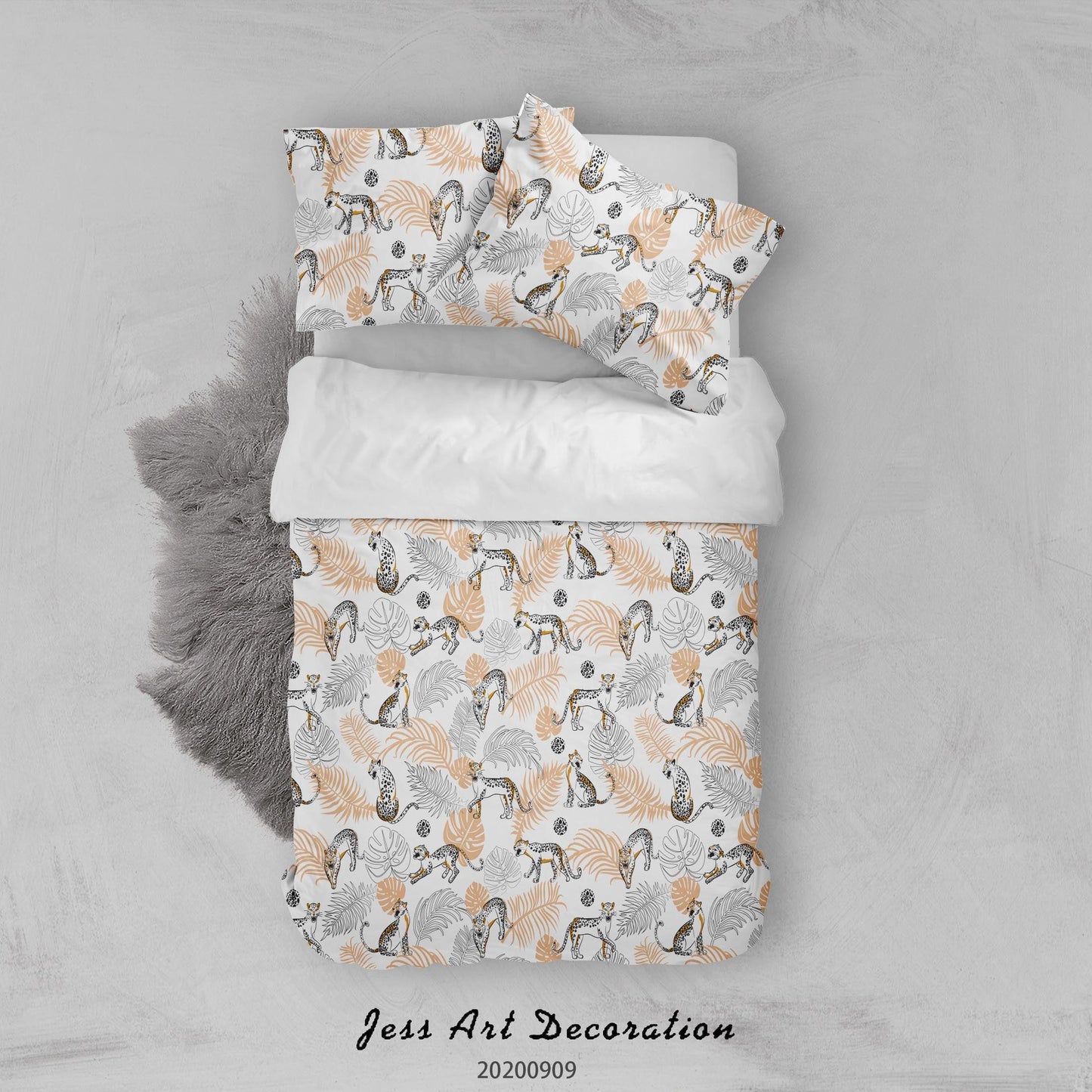 3D Animal Cheetah Pattern Quilt Cover Set Bedding Set Duvet Cover Pillowcases WJ 6051