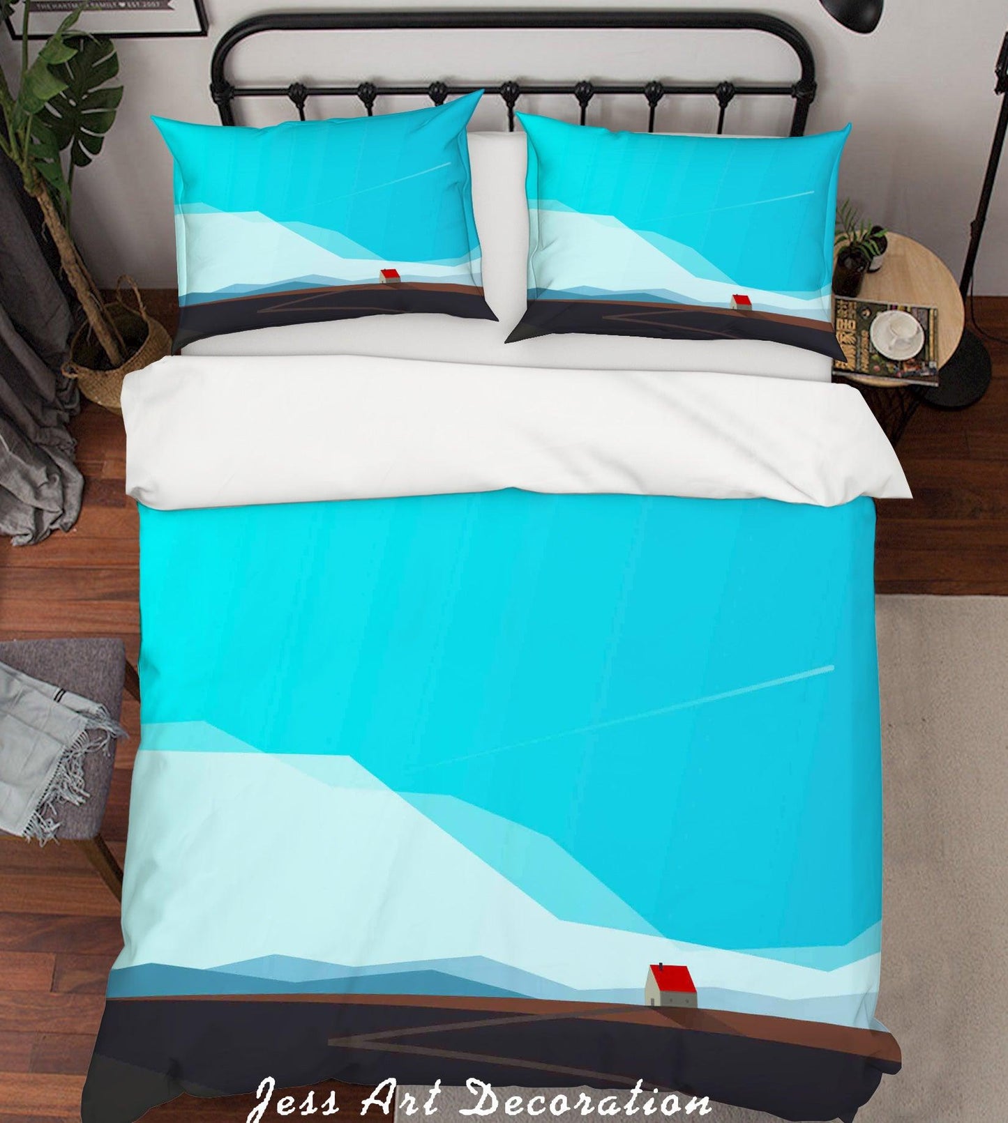 3D Blue Mountains House Meteor Quilt Cover Set Bedding Set Pillowcases 04