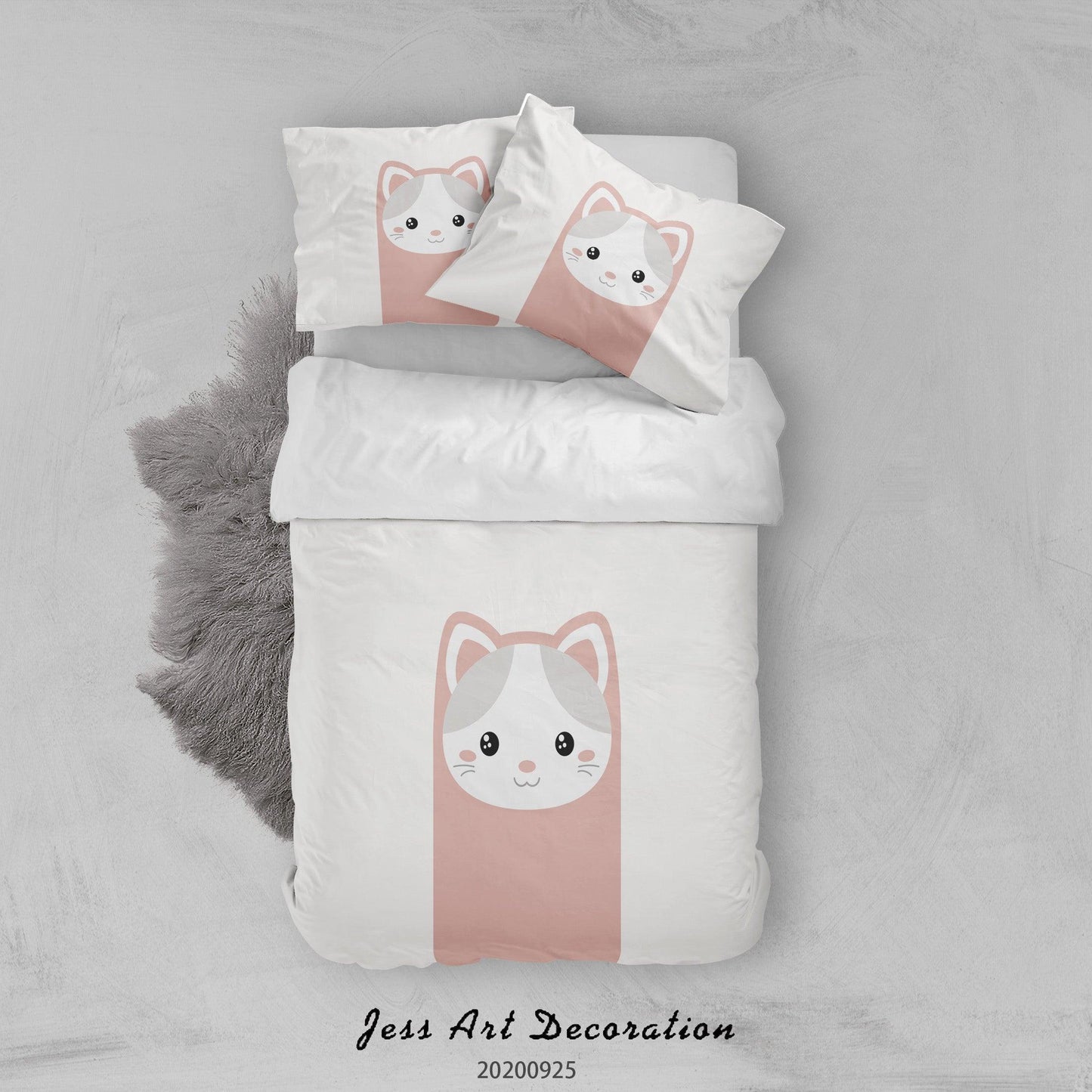 3D Cartoon Animal Cat Pattern Quilt Cover Set Bedding Set Duvet Cover Pillowcases WJ 6473