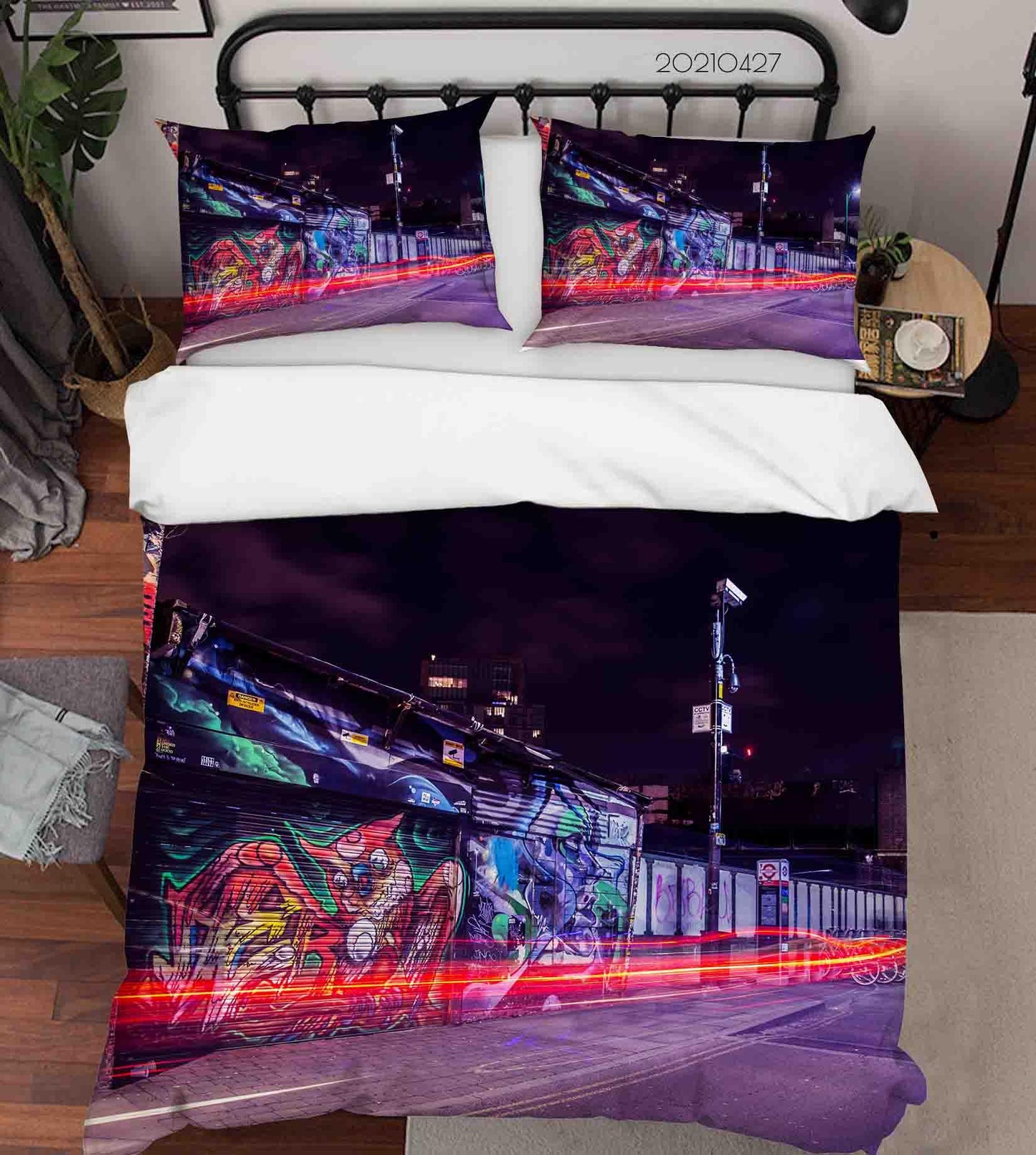 3D Abstract Colored Street Graffiti Quilt Cover Set Bedding Set Duvet Cover Pillowcases 81