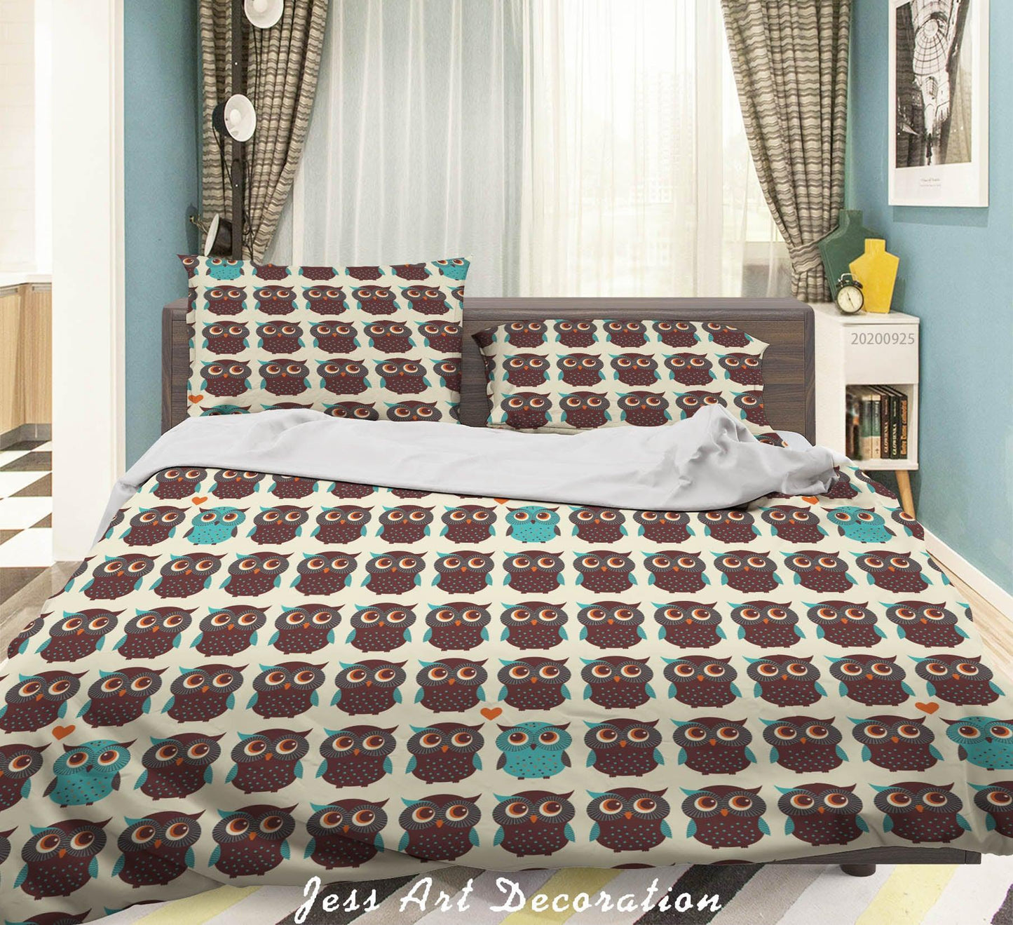 3D Cartoon Animal Owl Pattern Quilt Cover Set Bedding Set Duvet Cover Pillowcases WJ 6485