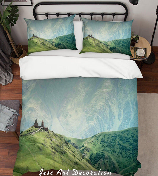 3D Blue Sky Green Mountains Quilt Cover Set Bedding Set Duvet Cover Pillowcases LQH A150