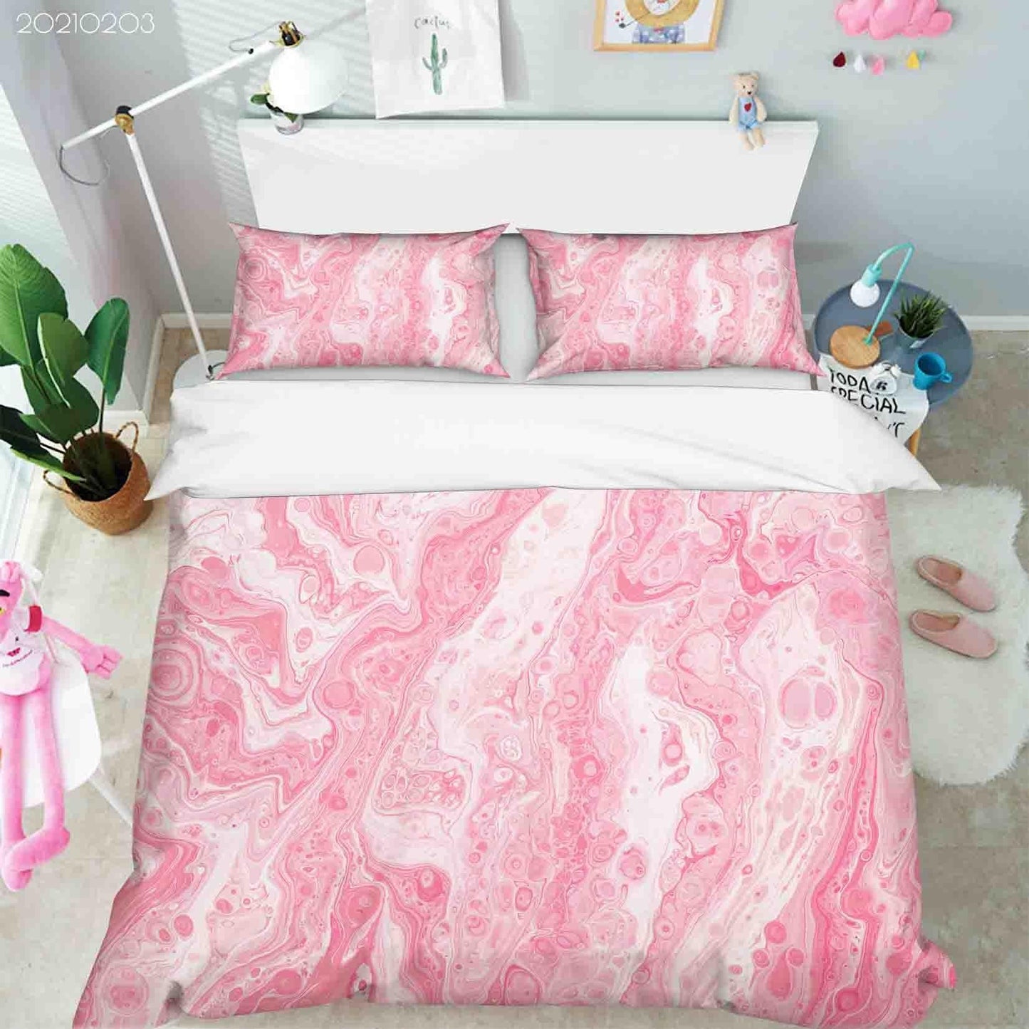 3D Abstract Pink Marble Texture Quilt Cover Set Bedding Set Duvet Cover Pillowcases 26
