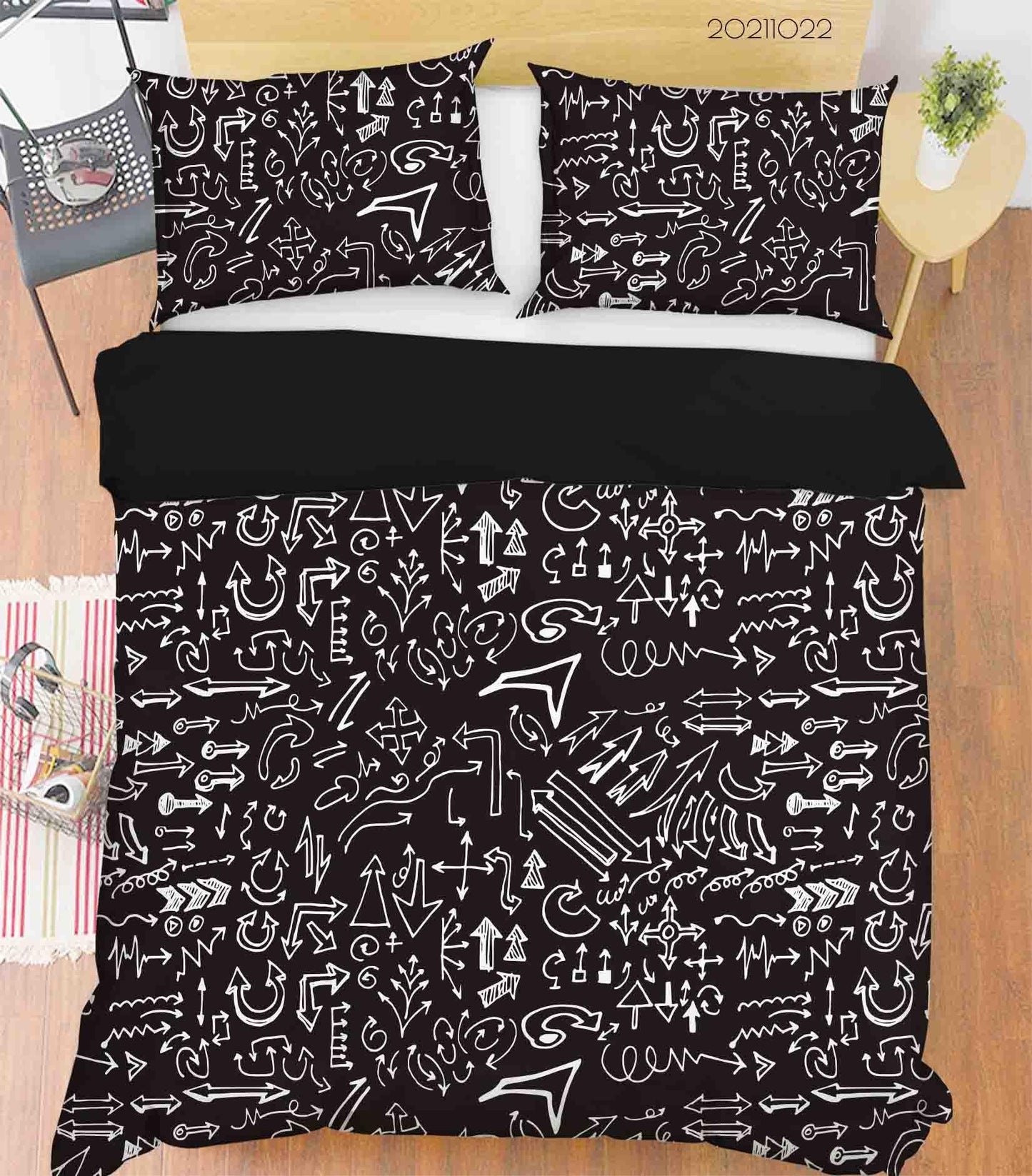 3D Abstract Black Symbol Graffiti Quilt Cover Set Bedding Set Duvet Cover Pillowcases 13