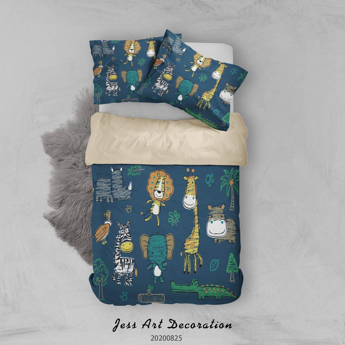 3D Cartoon Animal Zebra Elephant Quilt Cover Set Bedding Set Duvet Cover Pillowcases WJ 3367