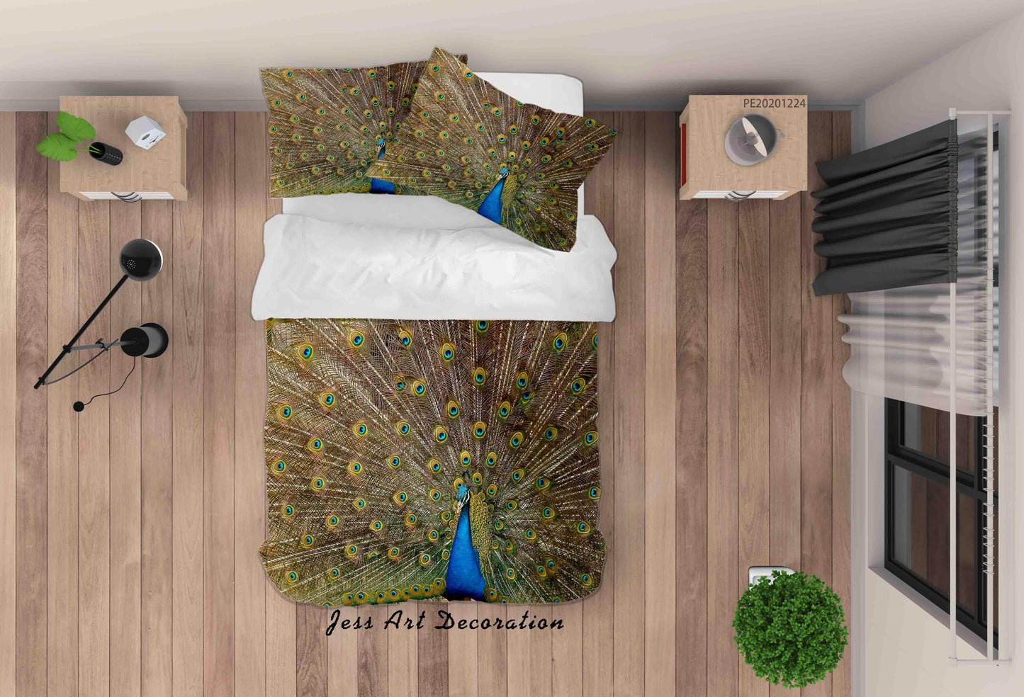 3D Animal Peacock Open Screen Quilt Cover Set Bedding Set Duvet Cover Pillowcases 132 LQH