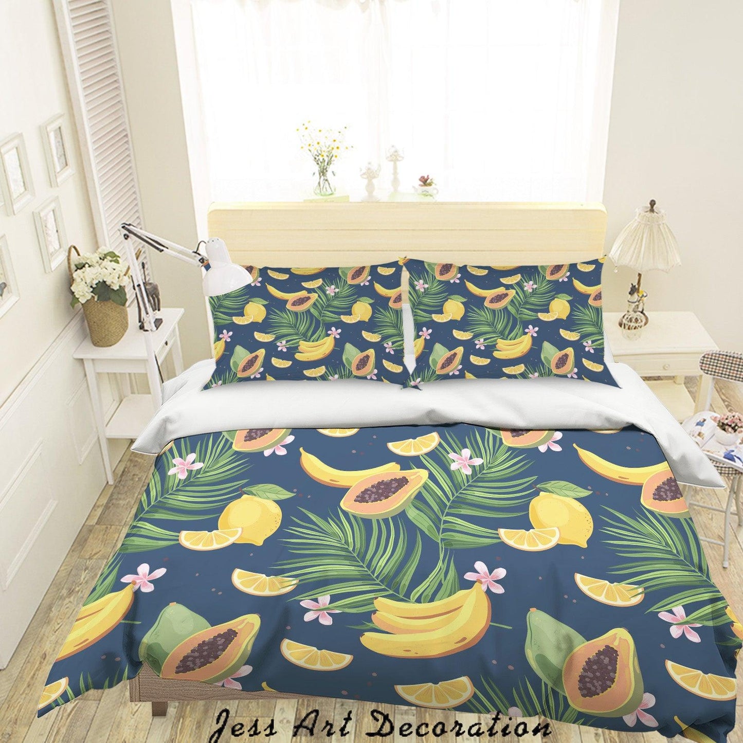 3D Banana Papaya Quilt Cover Set Bedding Set Pillowcases 14