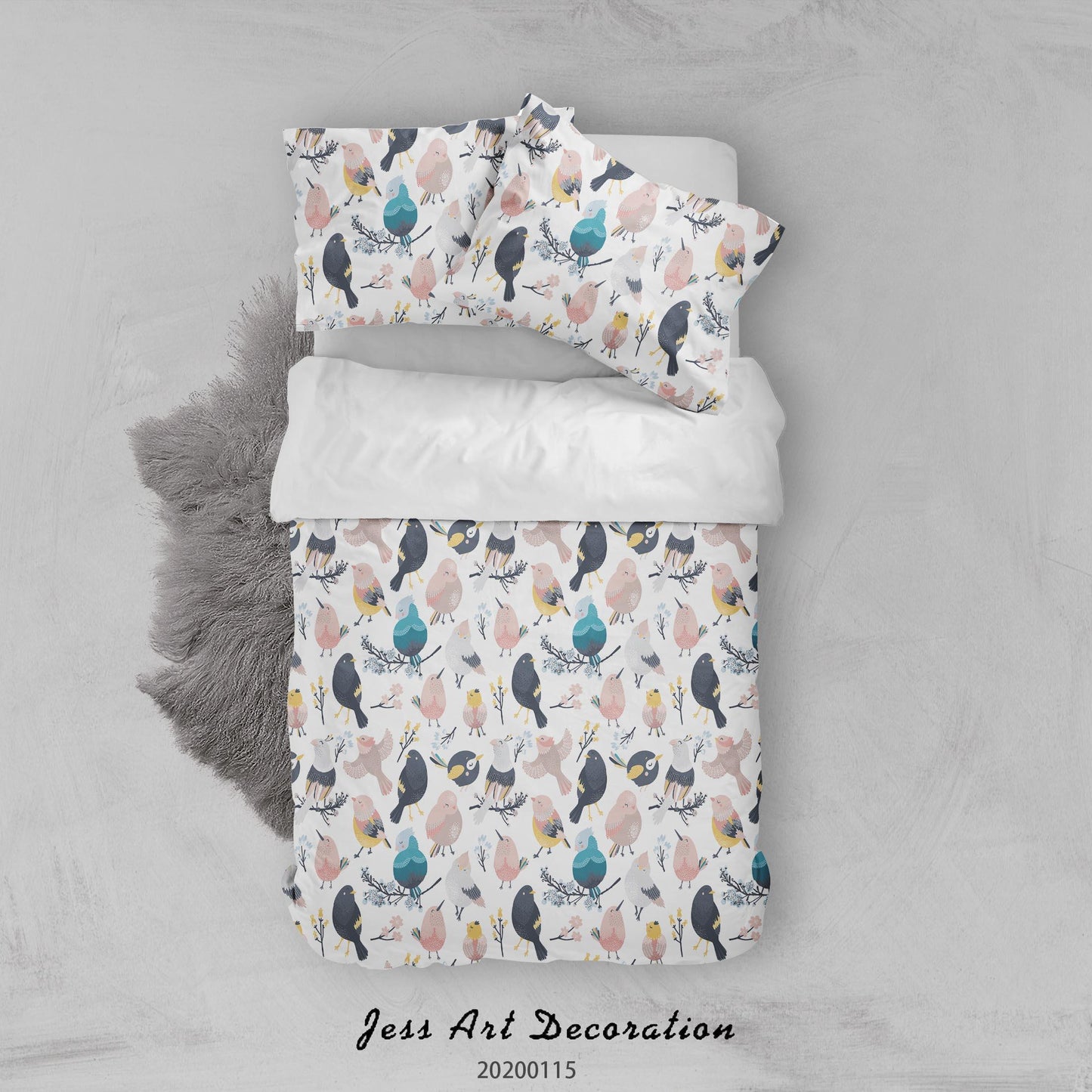 3D Cartoon Animal Birds Pattern Quilt Cover Set Bedding Set Duvet Cover Pillowcases WJ 9601