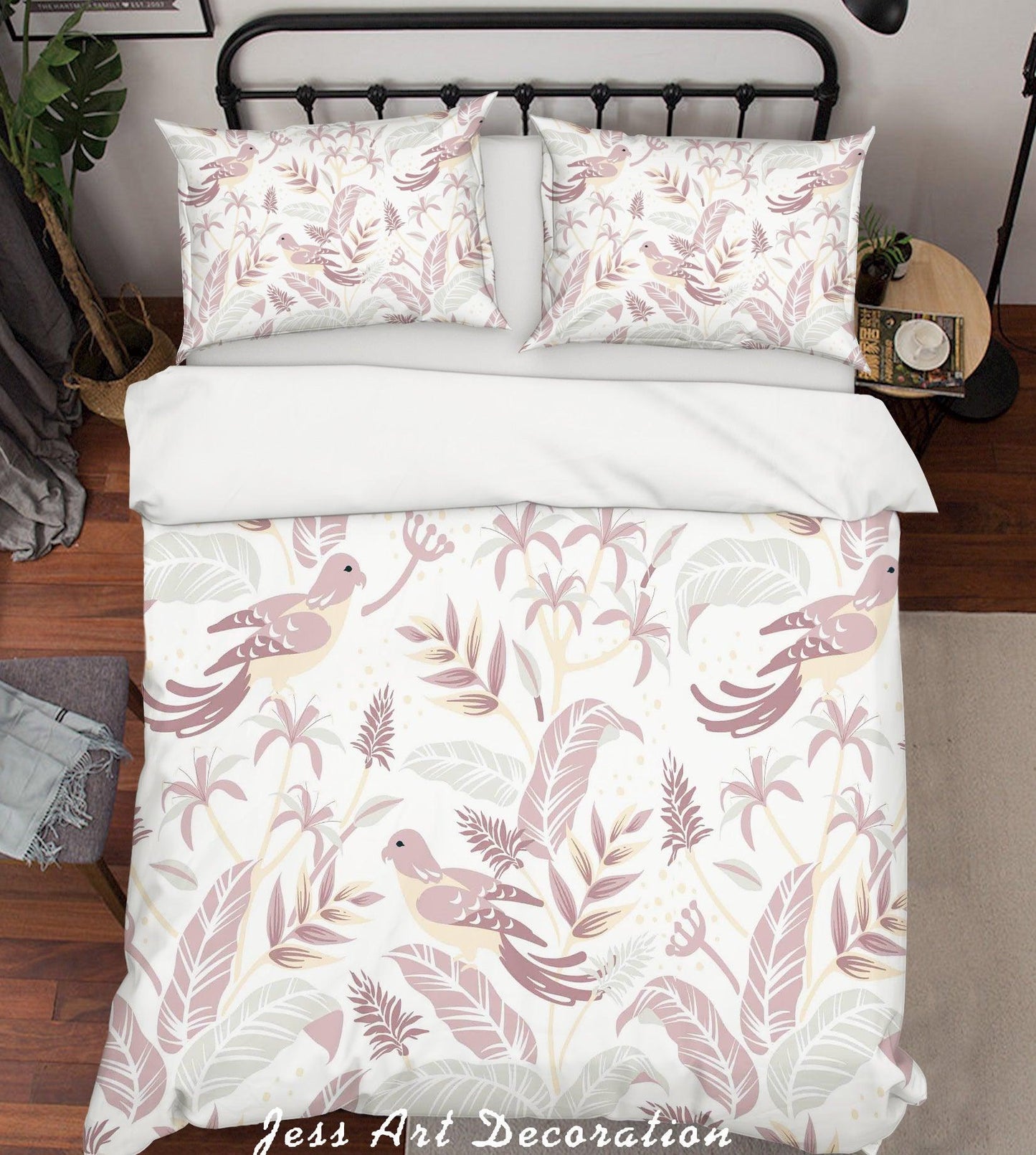 3D Birds Floral Leaves Quilt Cover Set Bedding Set Duvet Cover Pillowcases SF93