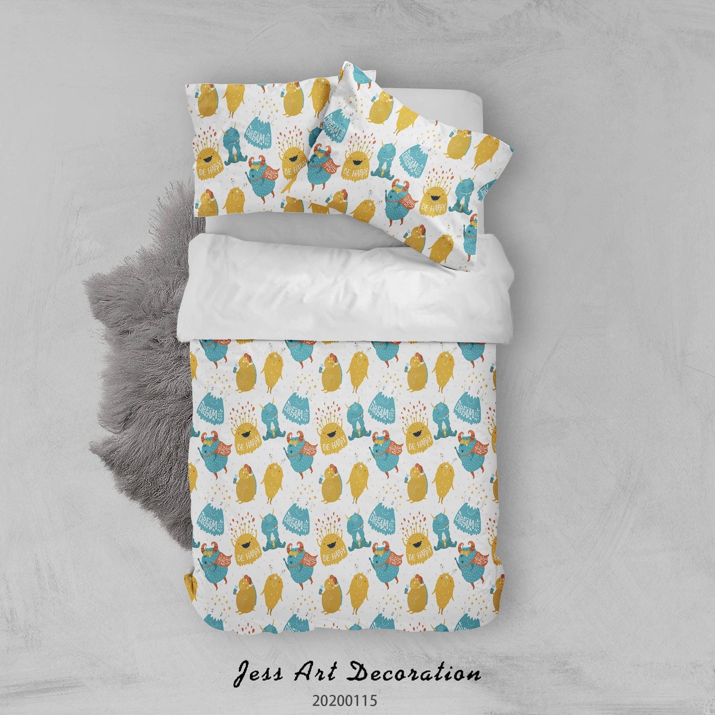 3D Cartoon Animal Monsters Pattern Quilt Cover Set Bedding Set Duvet Cover Pillowcases WJ 9612