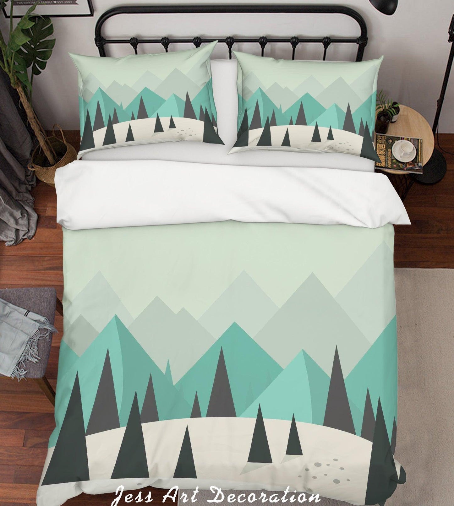 3D Cartoon Green Plants Quilt Cover Set Bedding Set Pillowcases 22